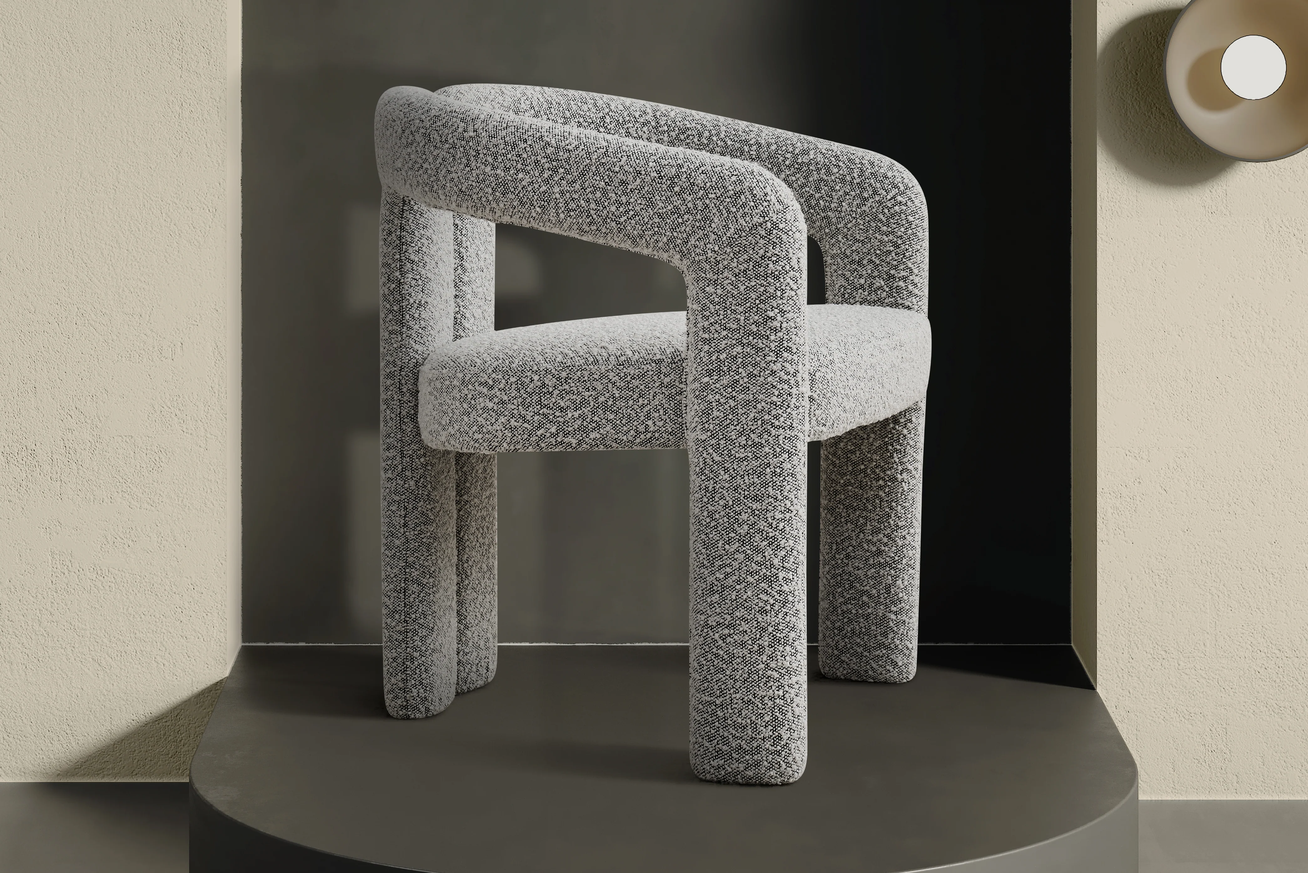 Nirvana Boucle Fabric Modern Dining Chair (Salt & Pepper) - Image 2