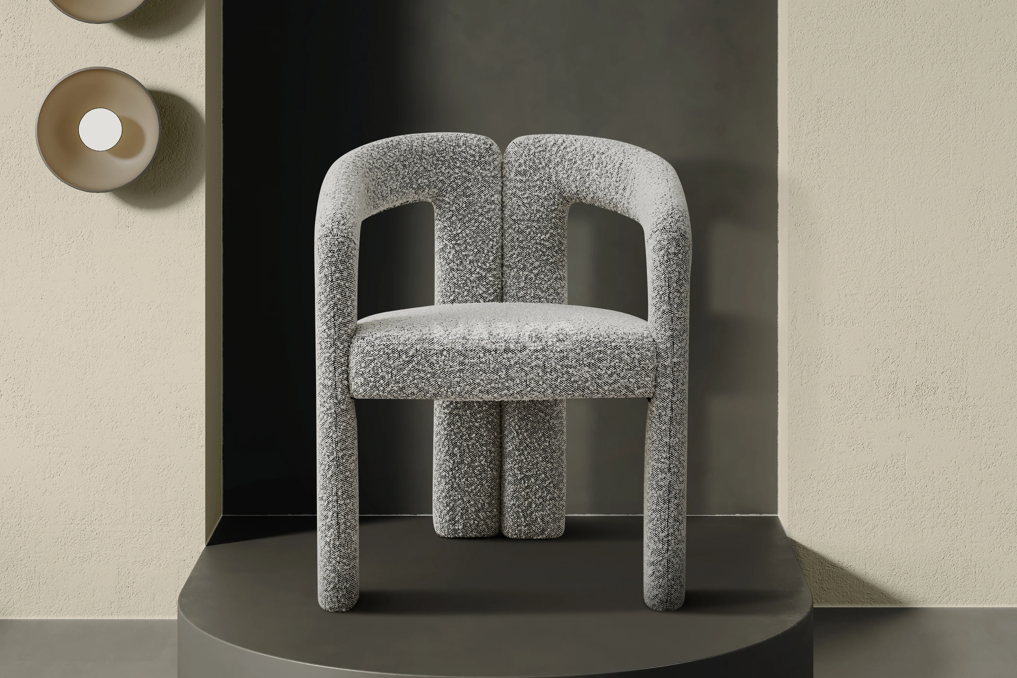 Nirvana Boucle Fabric Modern Dining Chair (Salt & Pepper) - Image 3