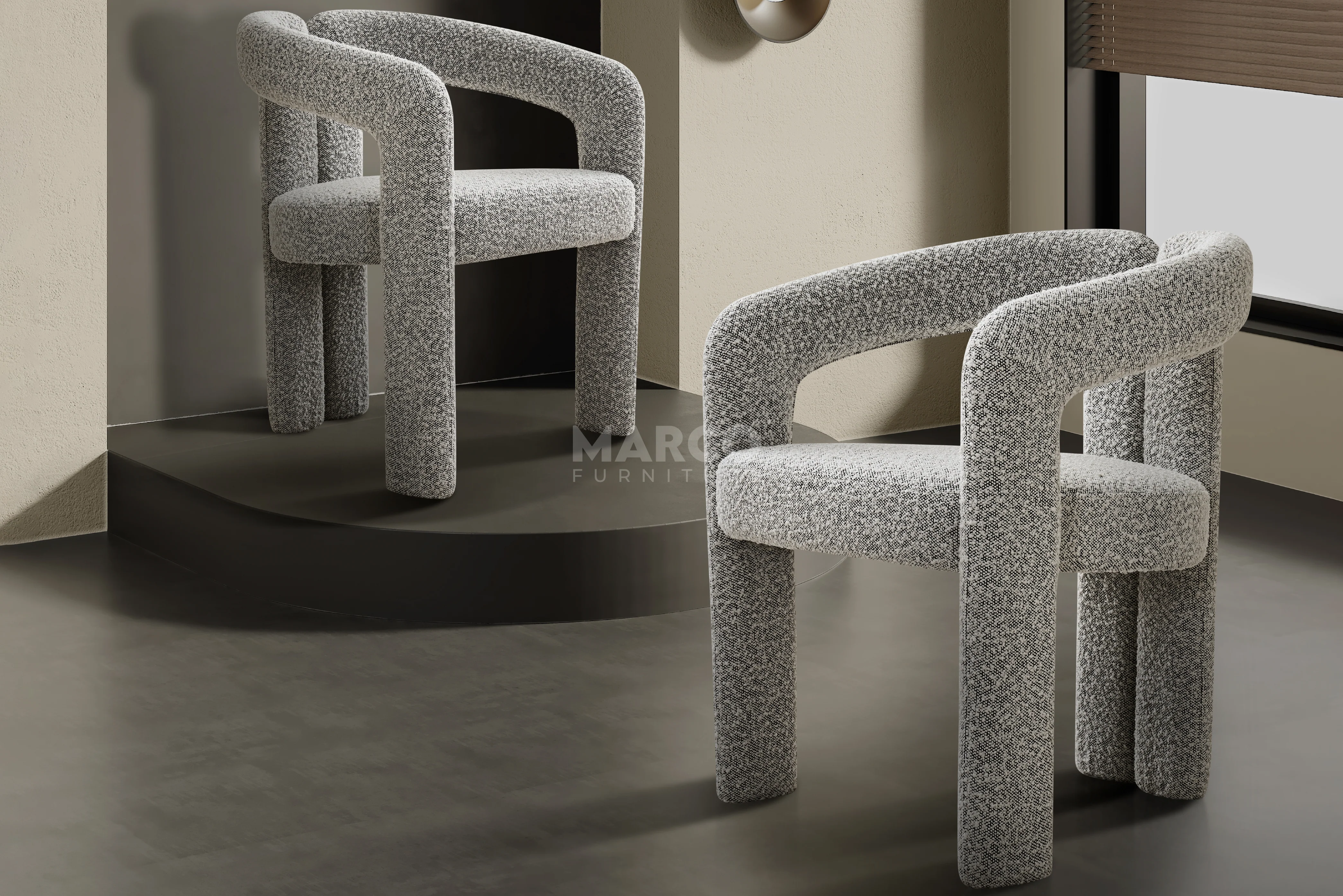 Nirvana Boucle Fabric Modern Dining Chair (Salt & Pepper) - Image 4