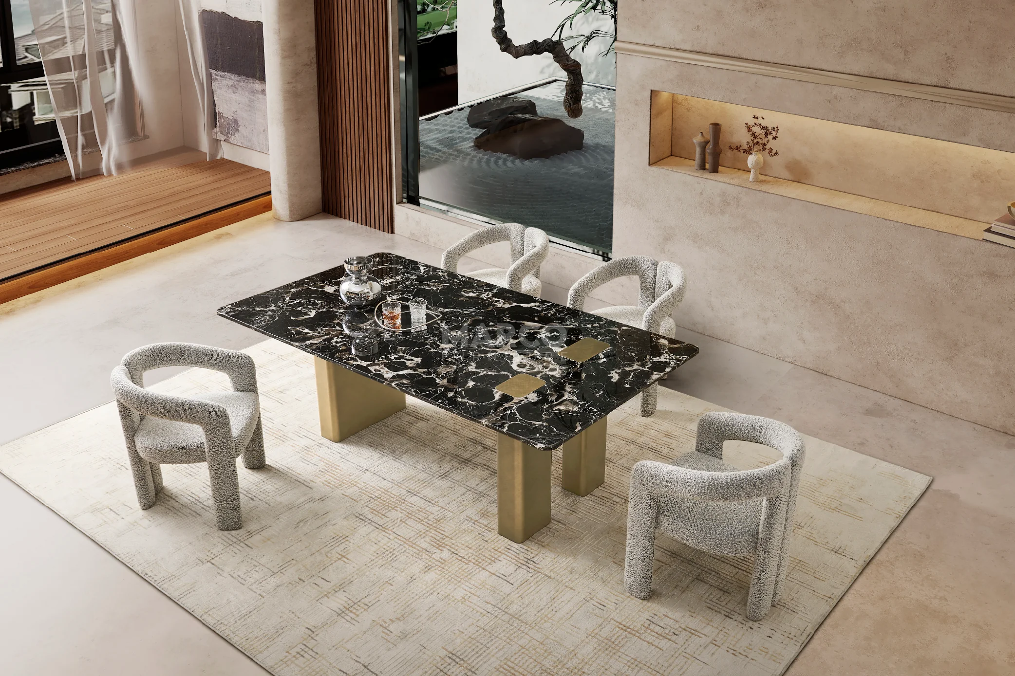 Nirvana Boucle Fabric Modern Dining Chair (Salt & Pepper) - Image 9