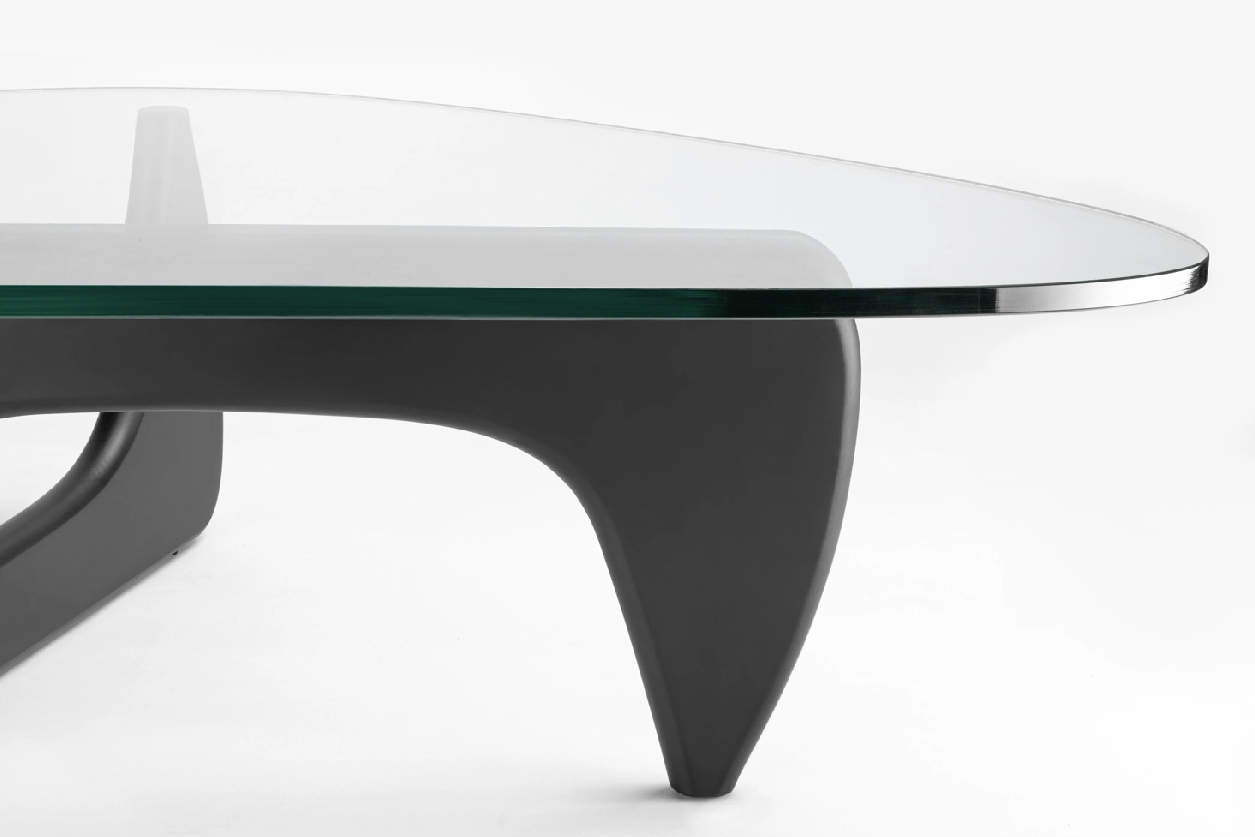 Noguchi Coffee Table with 15mm Tempered Glass Top and Ash Wood Legs in Black - Image 10