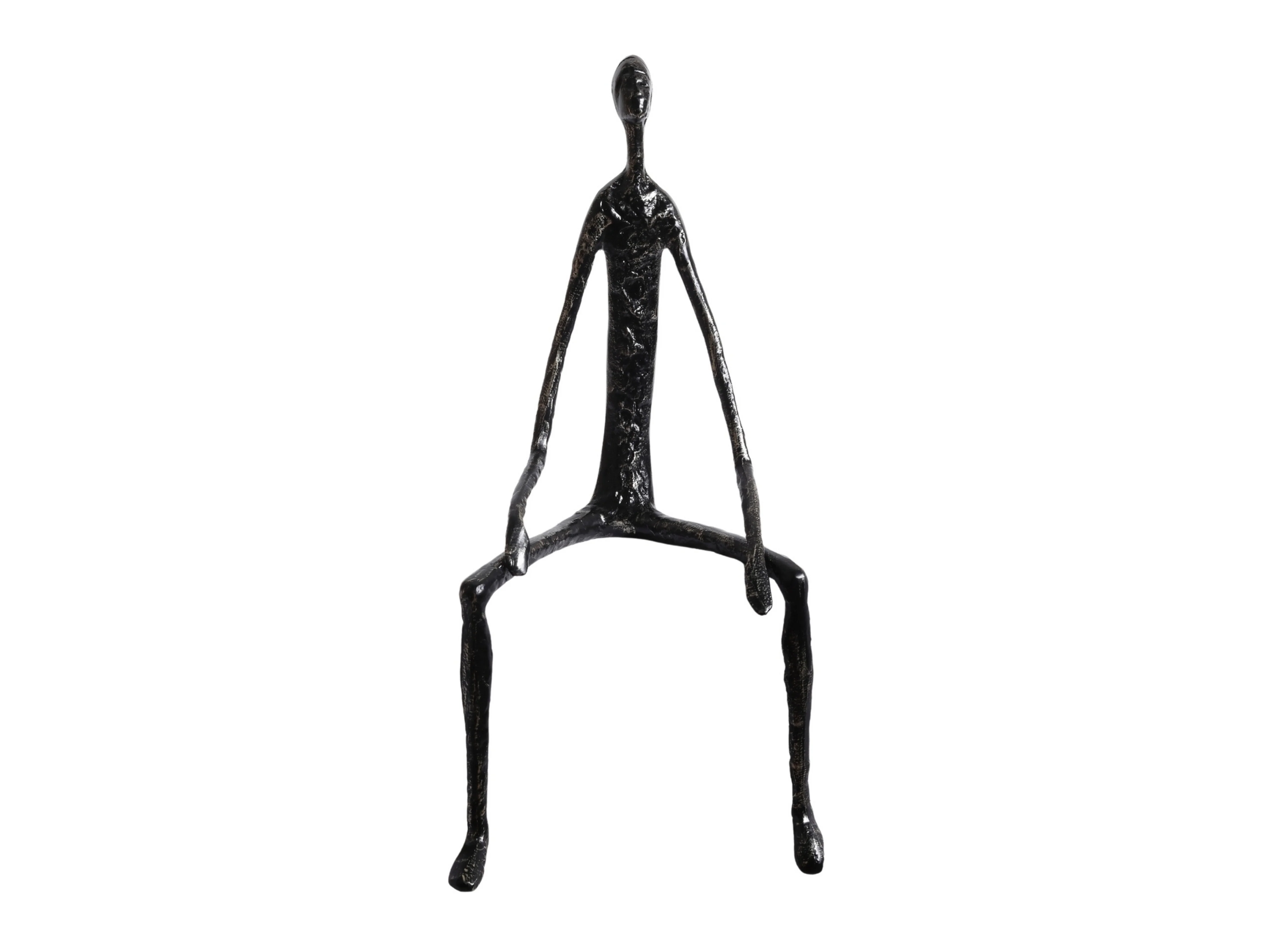Nordic Black & Gold Sitting Figure Sculpture – Metal Shelf Decor - Image 2