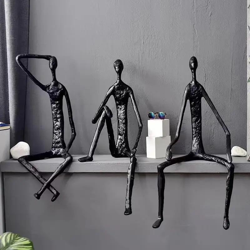 Nordic Black & Gold Sitting Figure Sculpture – Metal Shelf Decor - Image 7