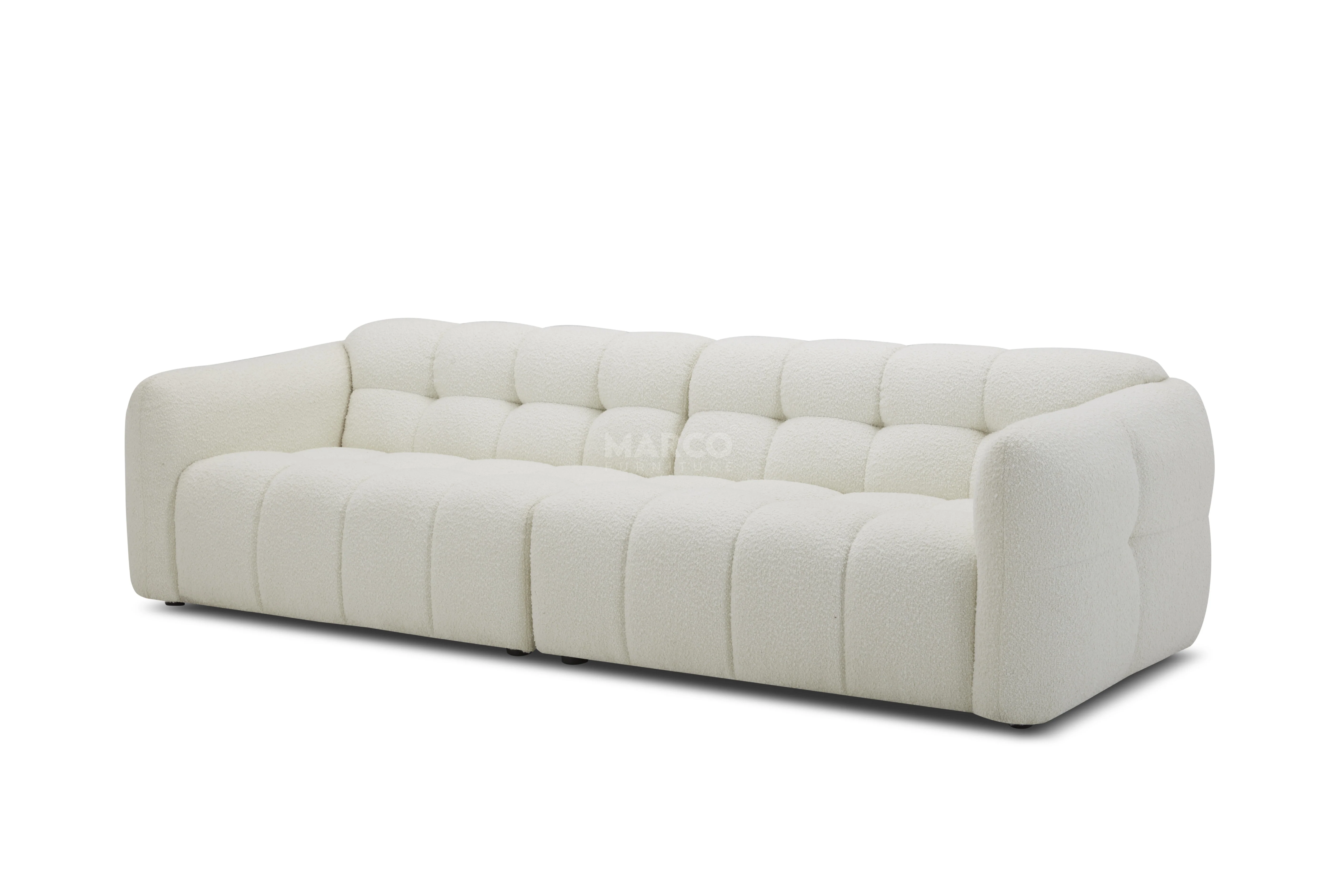 Olavia 3 Seater Woven Fabric Sofa – Tufted Design - Image 3