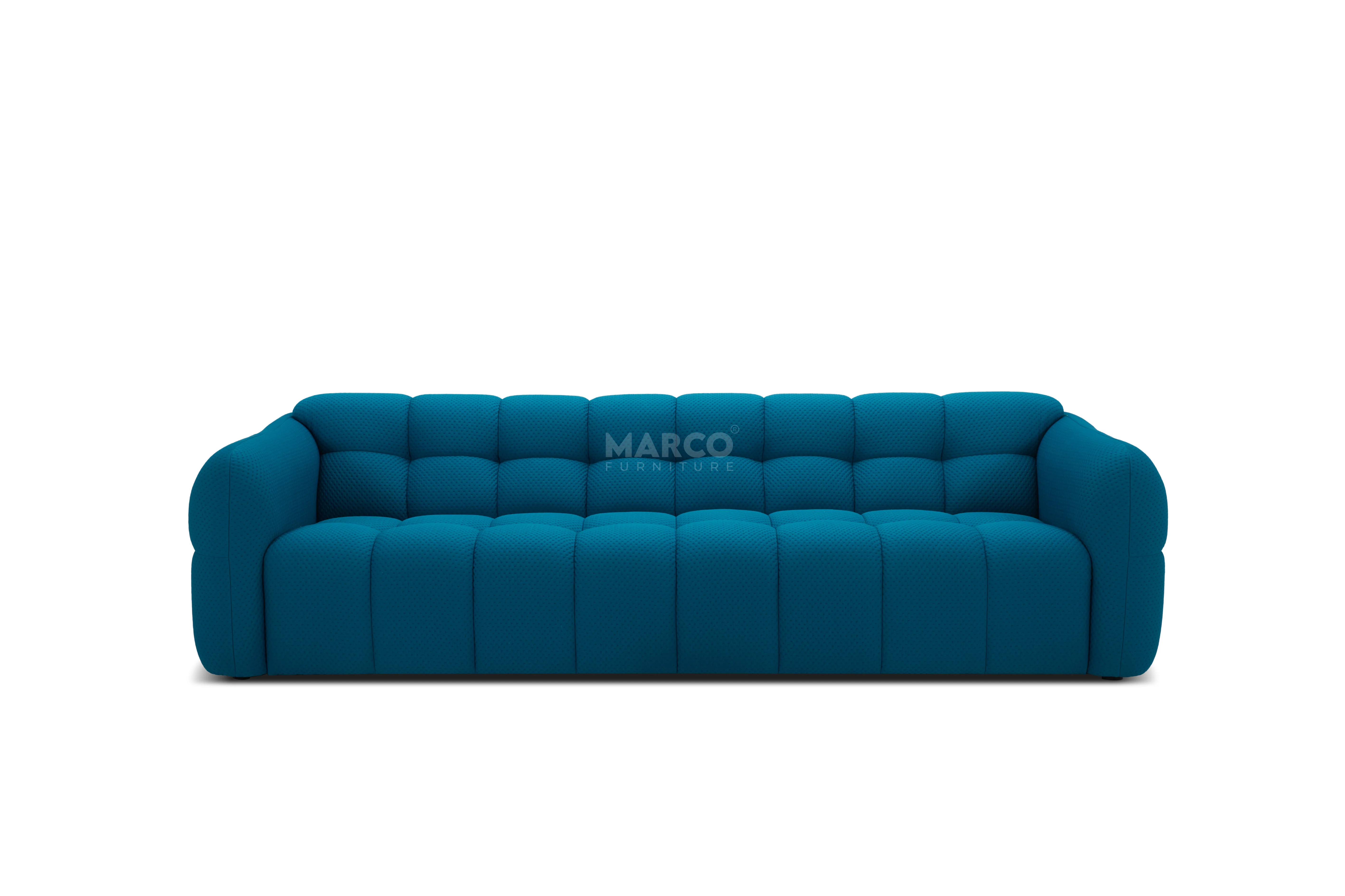 Olavia 3 Seater Woven Fabric Sofa – Tufted Design - Image 4
