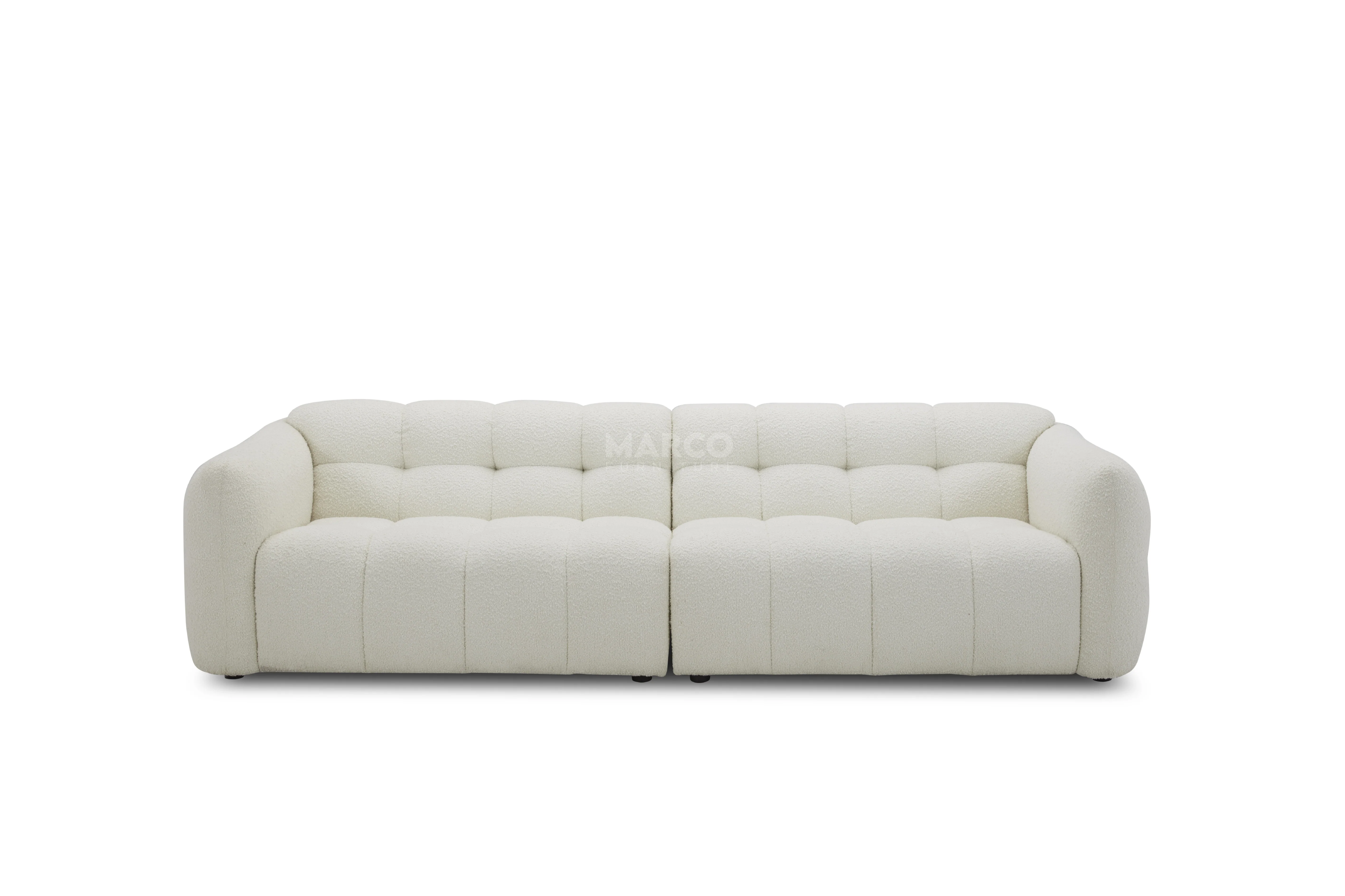 Olavia 3 Seater Woven Fabric Sofa – Tufted Design - Image 5