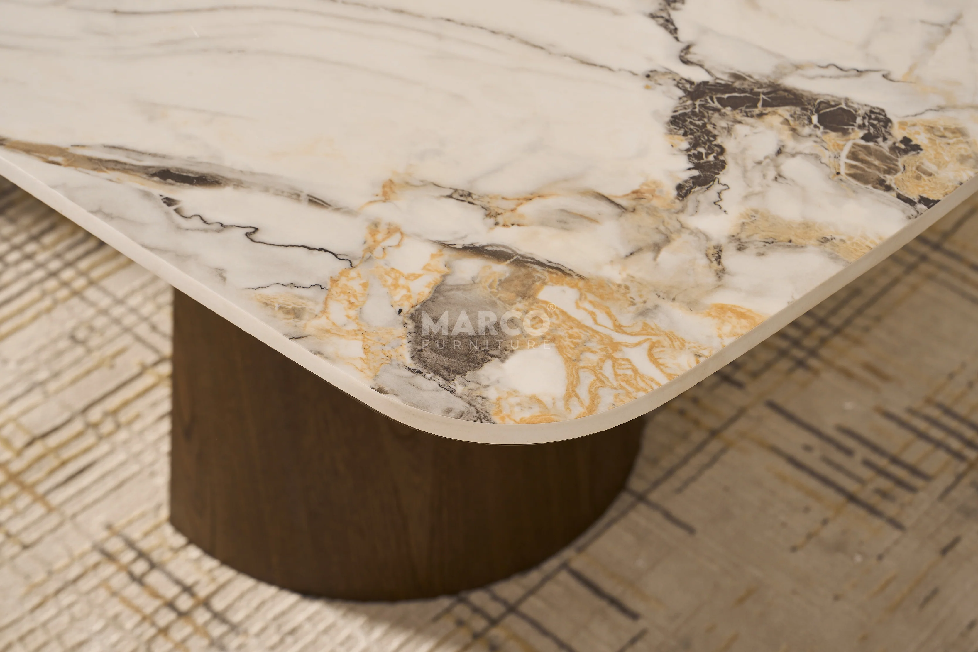 Olmo Fiorito 8 Seater Rectangular Dining Table - Pandora Brown Sintered Stone Top - Image 4