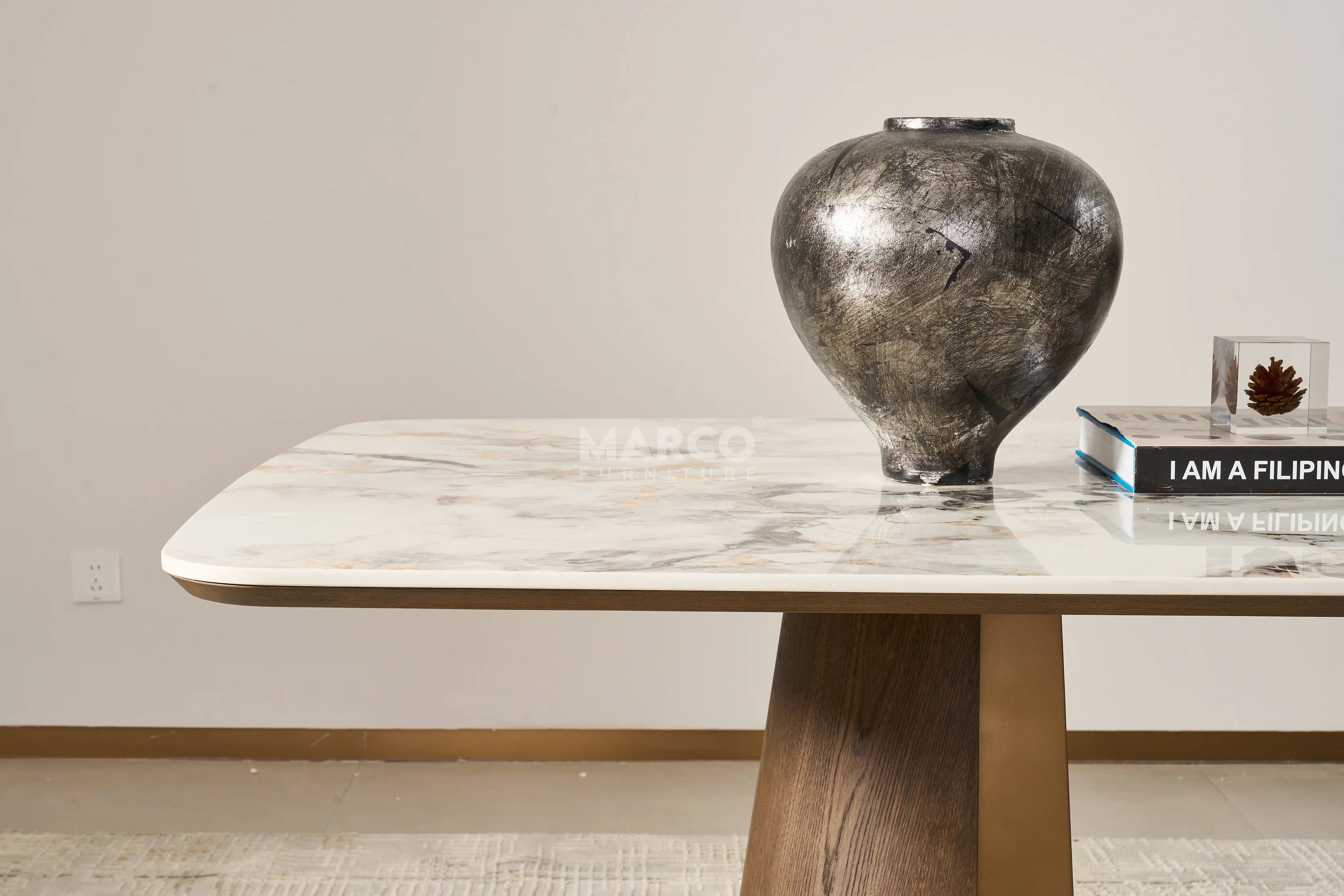 Olmo Fiorito 8 Seater Rectangular Dining Table - Pandora Brown Sintered Stone Top - Image 6