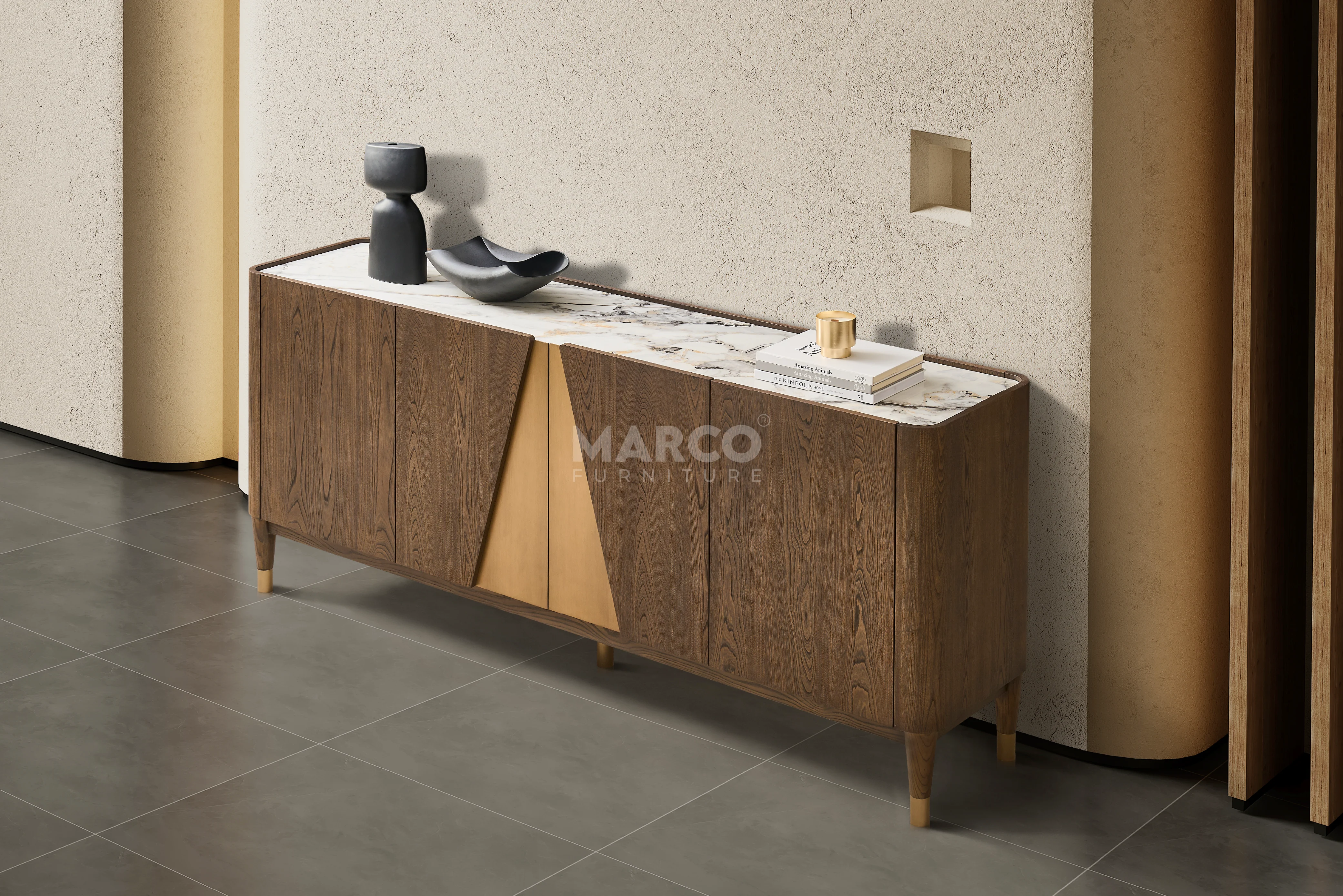 Olmo Fiorito Sintered Stone Top Buffet Table – Modern Storage Cabinet - Image 3