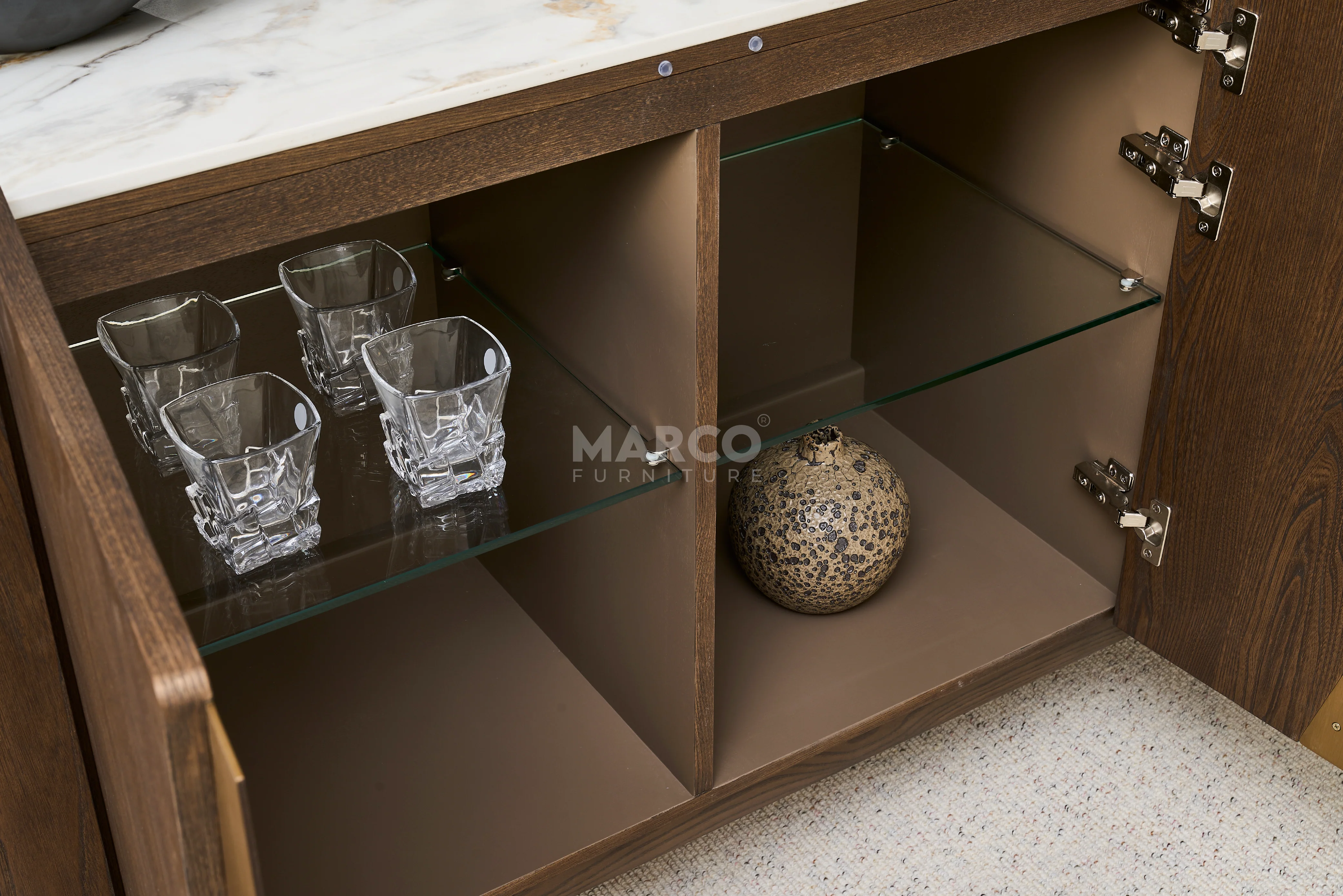 Olmo Fiorito Sintered Stone Top Buffet Table – Modern Storage Cabinet - Image 7