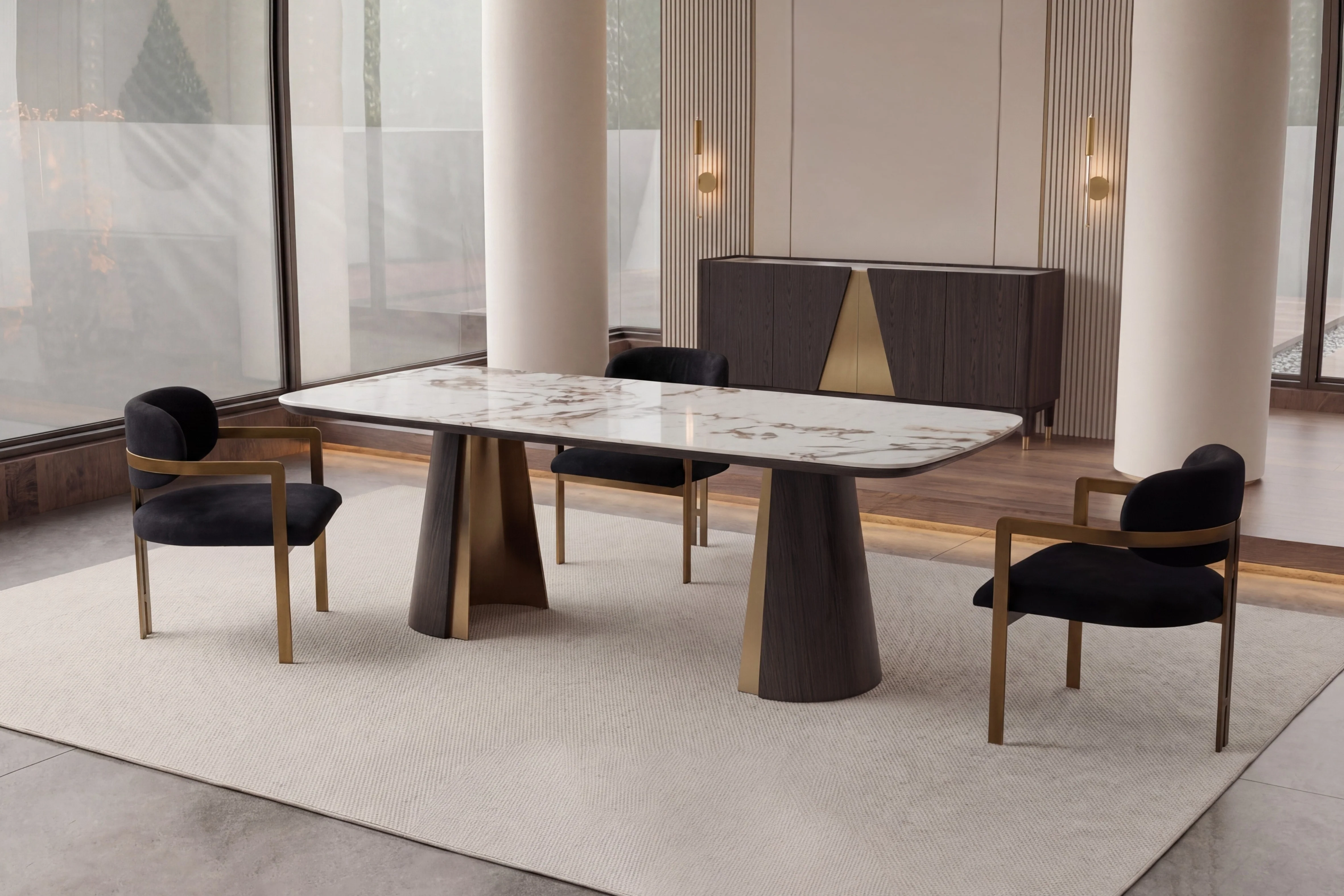 Olmo Fiorito Sintered Stone Dining Table (Black) - Image 3