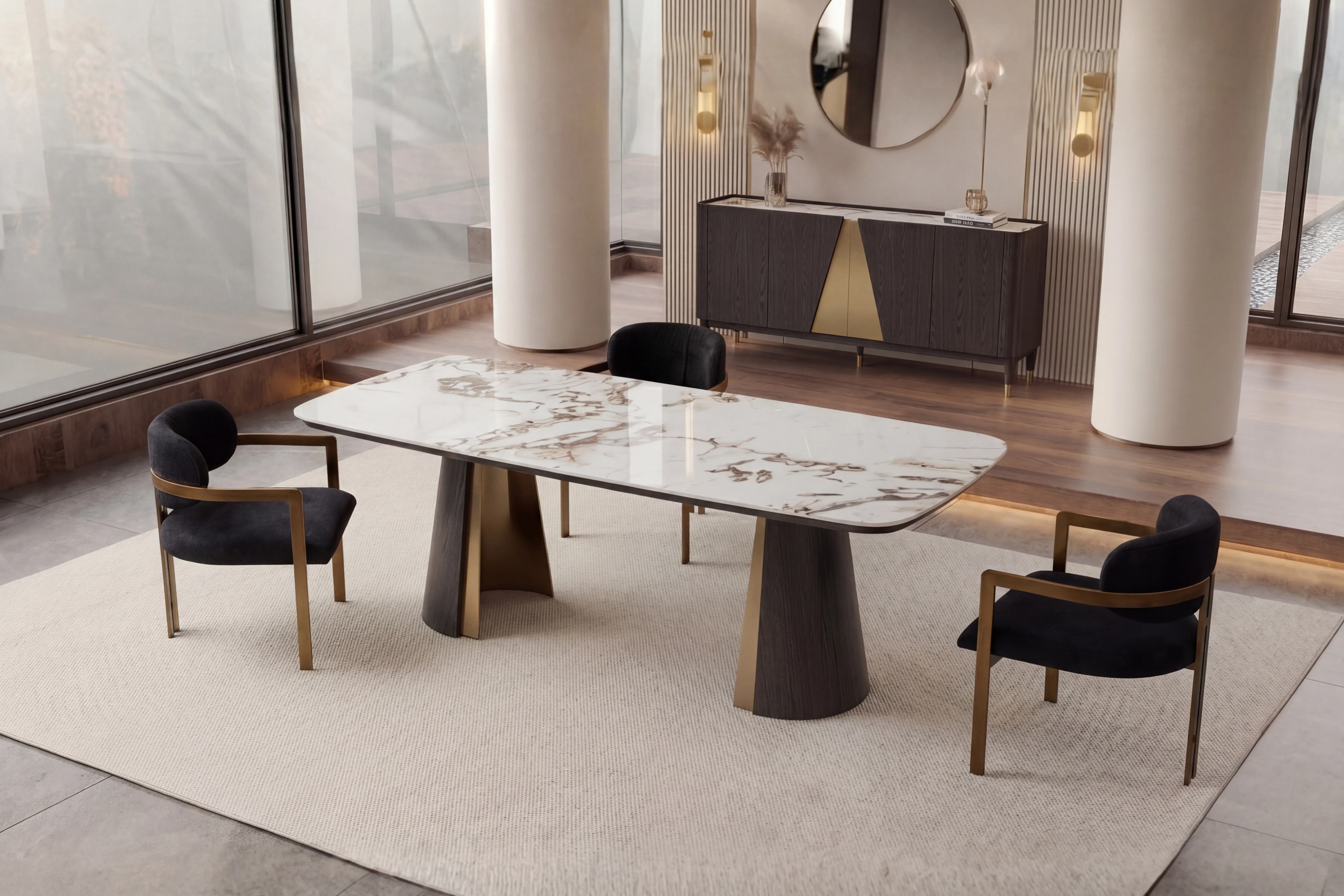 Olmo Fiorito Sintered Stone Dining Table (Black) - Image 4