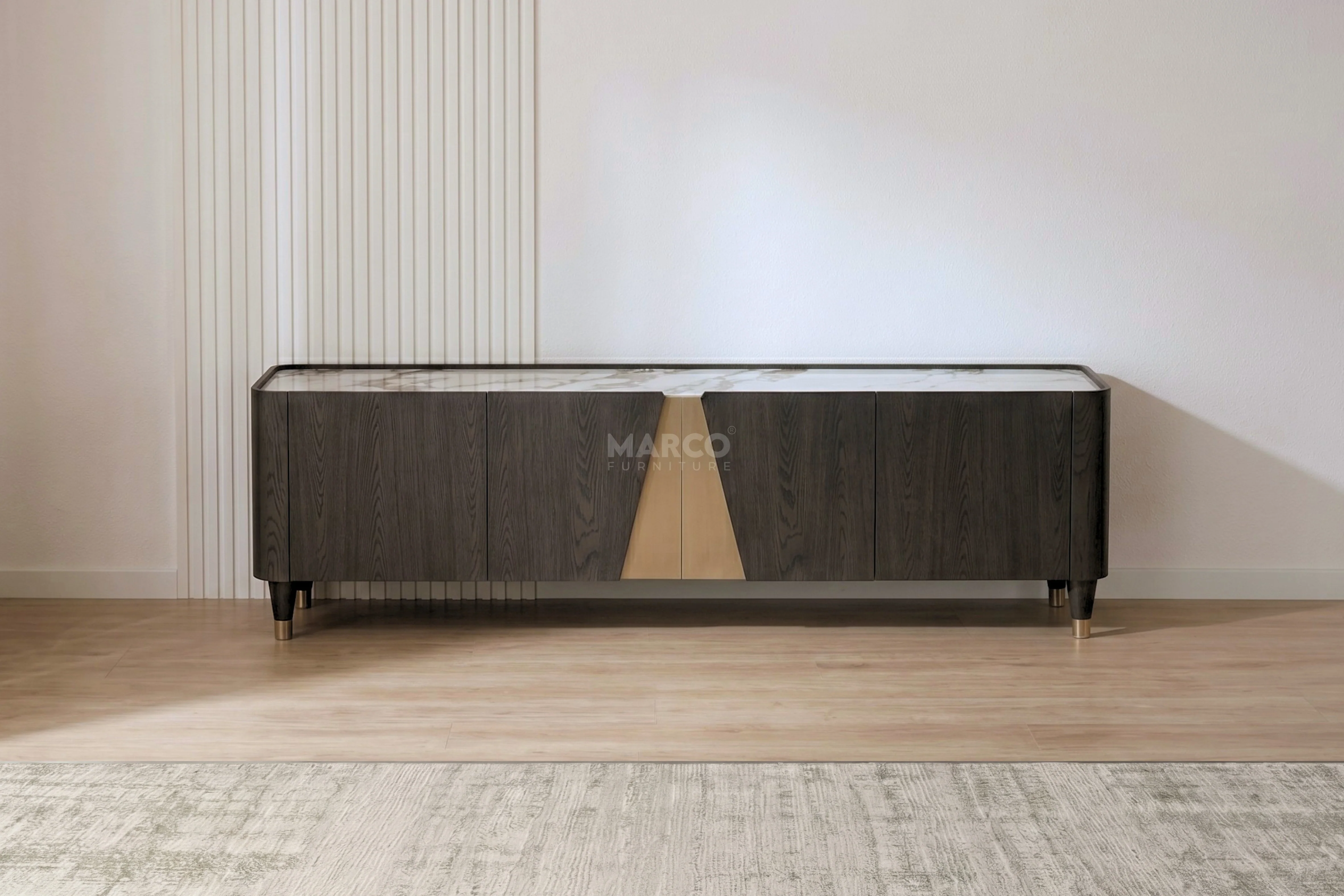 Olmo Fiorito Sintered Stone TV Unit (Black) - Image 2
