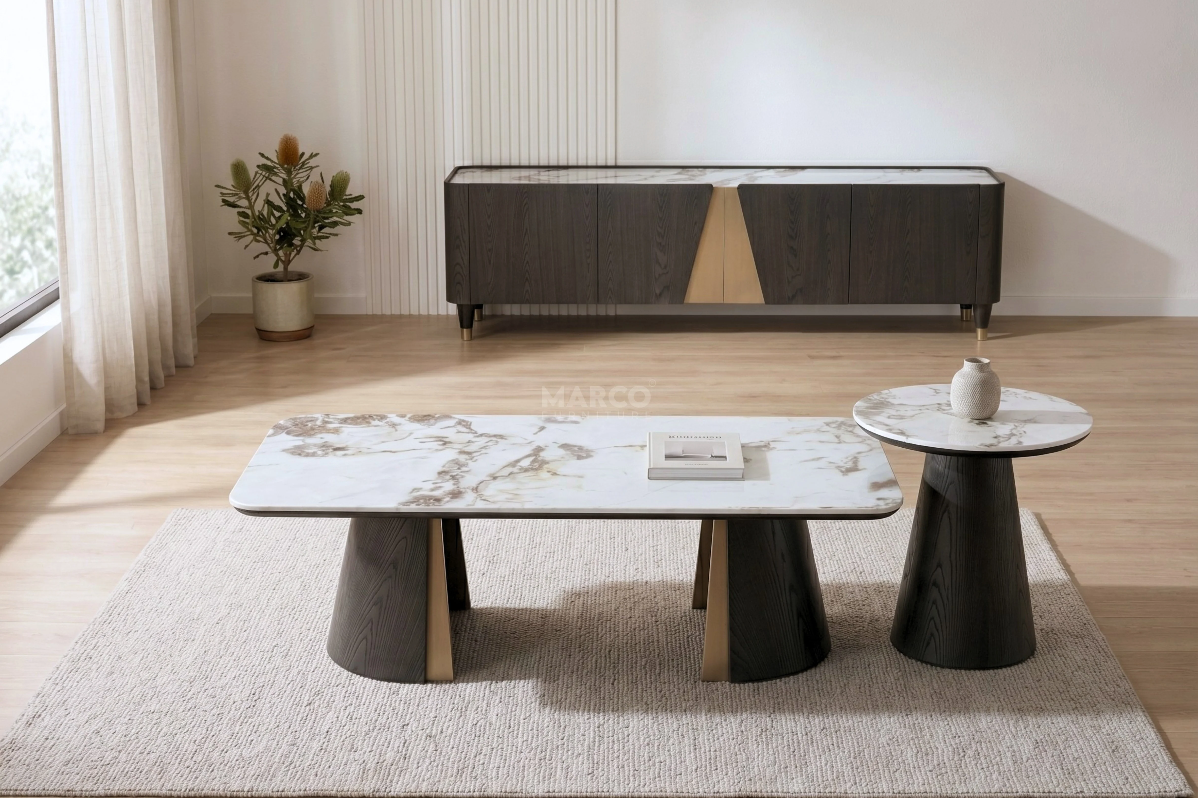 Olmo Fiorito Sintered Stone TV Unit (Black) - Image 4