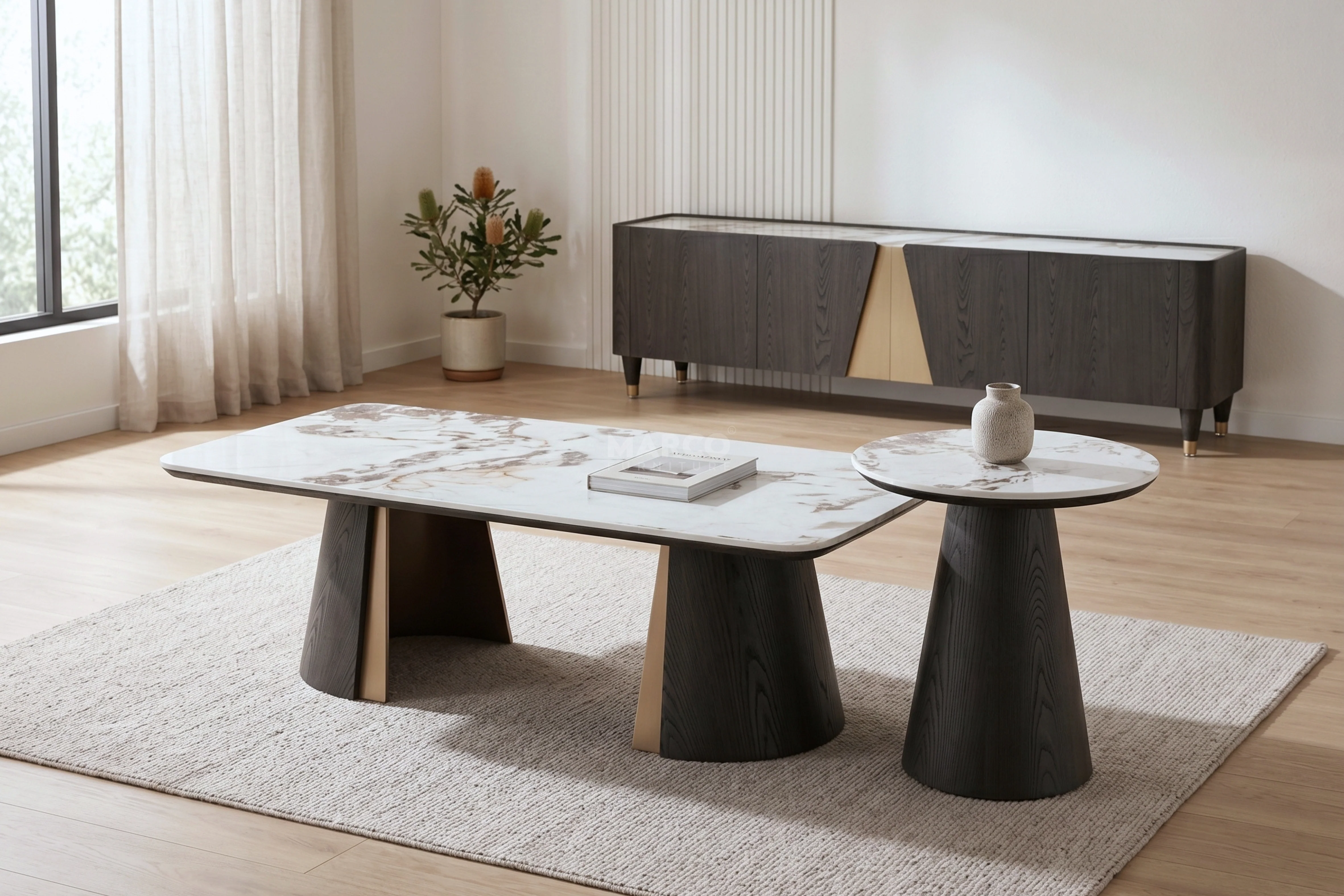 Olmo Fiorito Sintered Stone TV Unit (Black) - Image 5