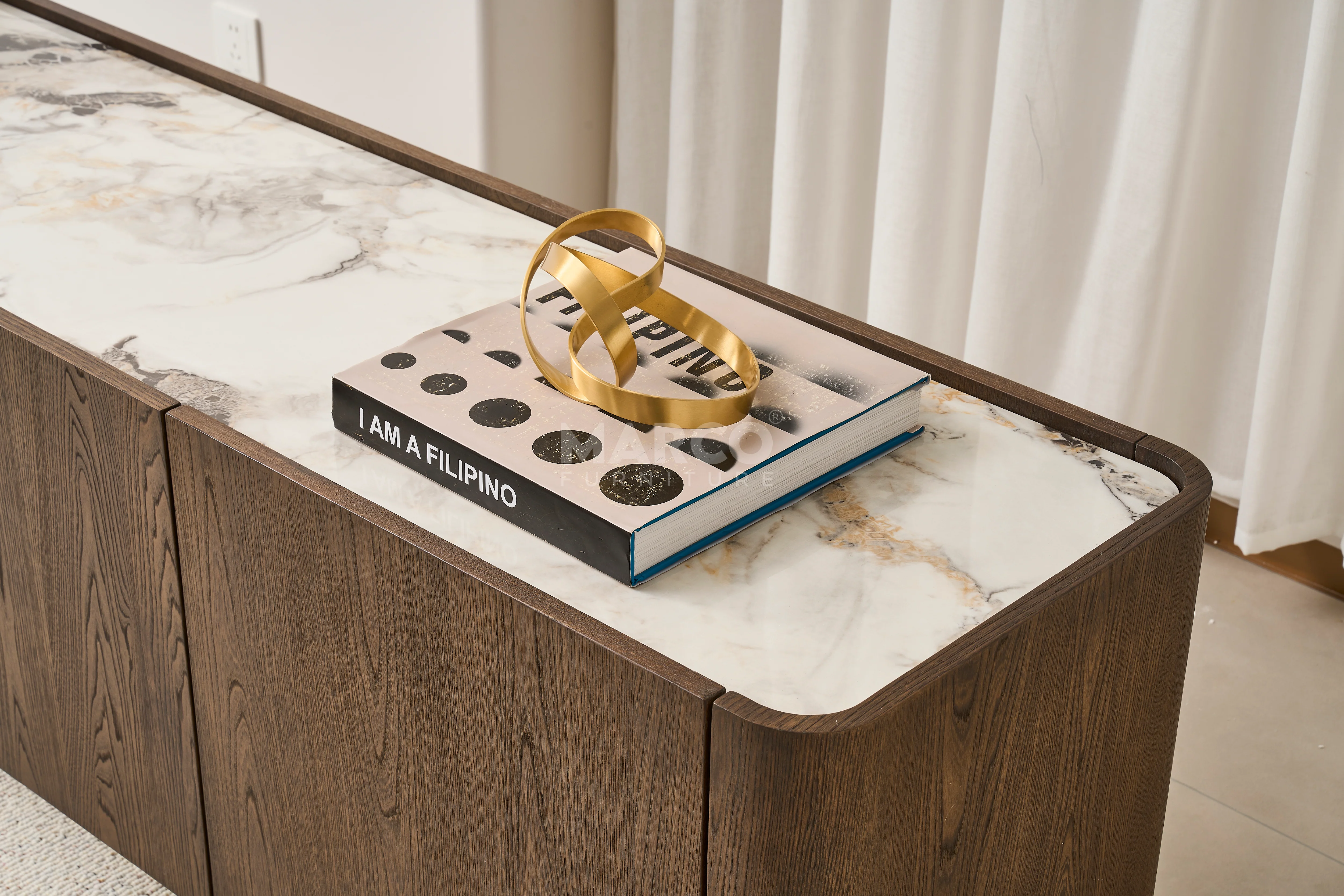 Olmo Fiorito TV Unit with Storage - Pandora Sintered Stone Top - Image 7