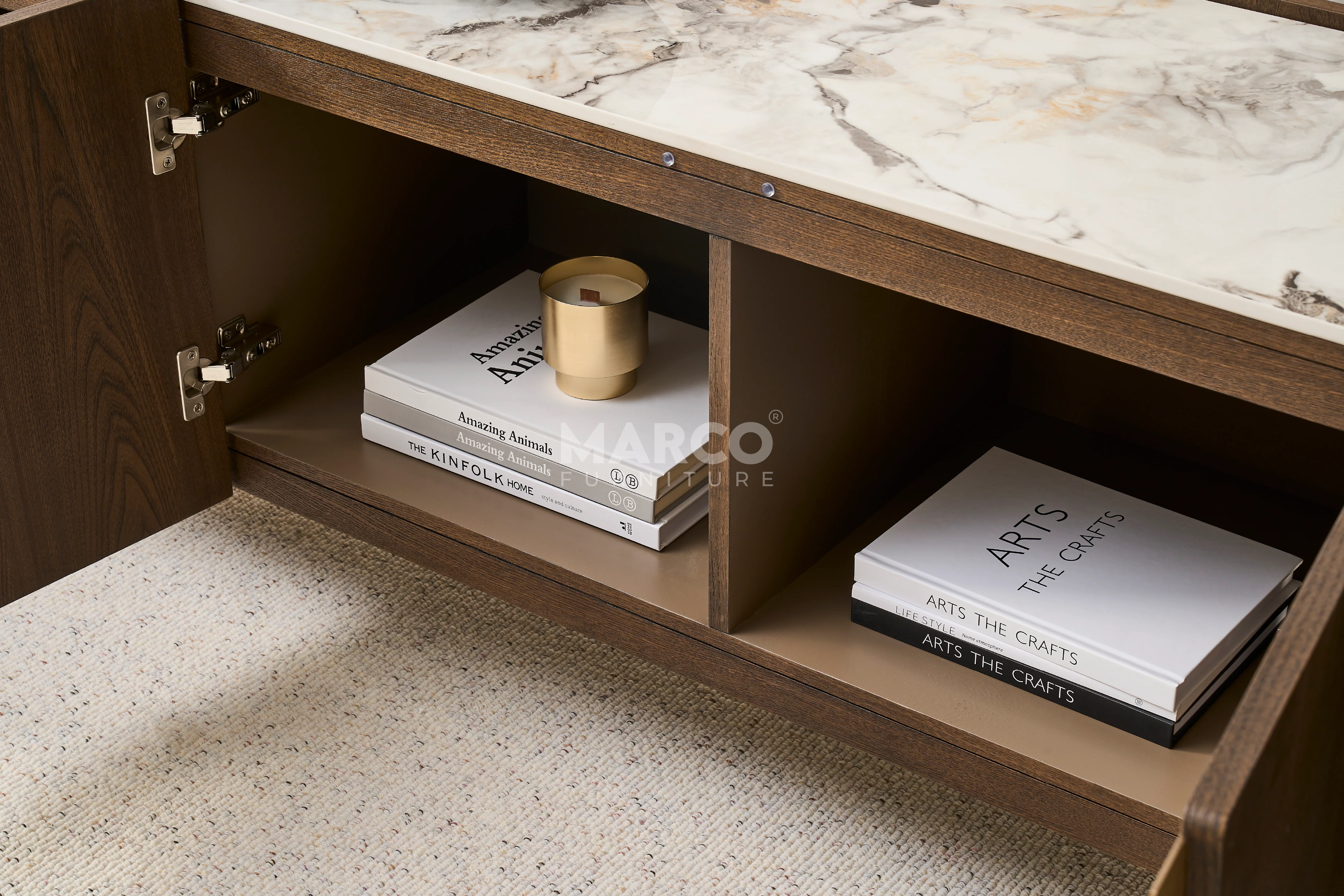 Olmo Fiorito TV Unit with Storage - Pandora Sintered Stone Top - Image 9