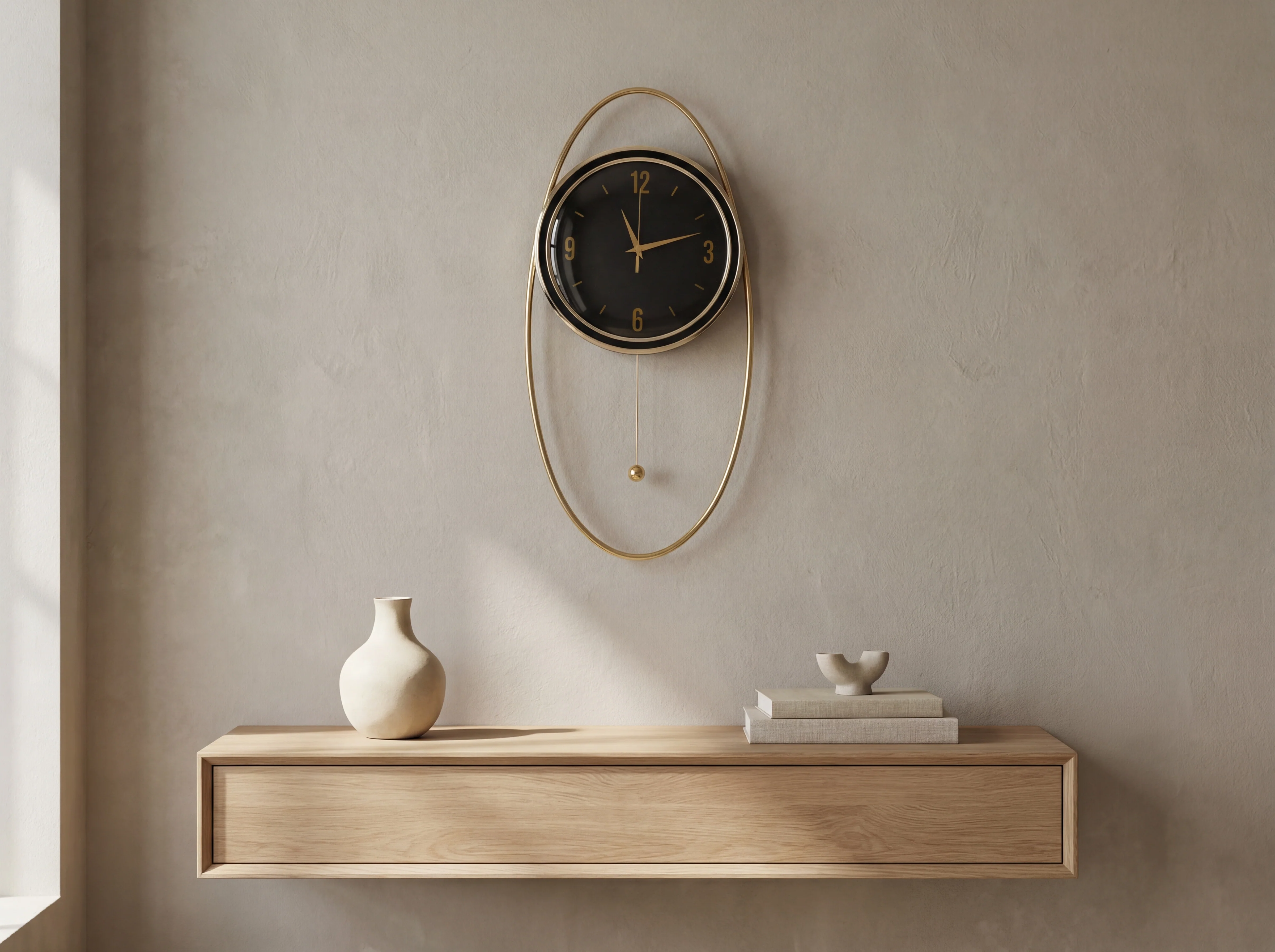 Orbit Pendulum Wall Clock (Black) - 75cm