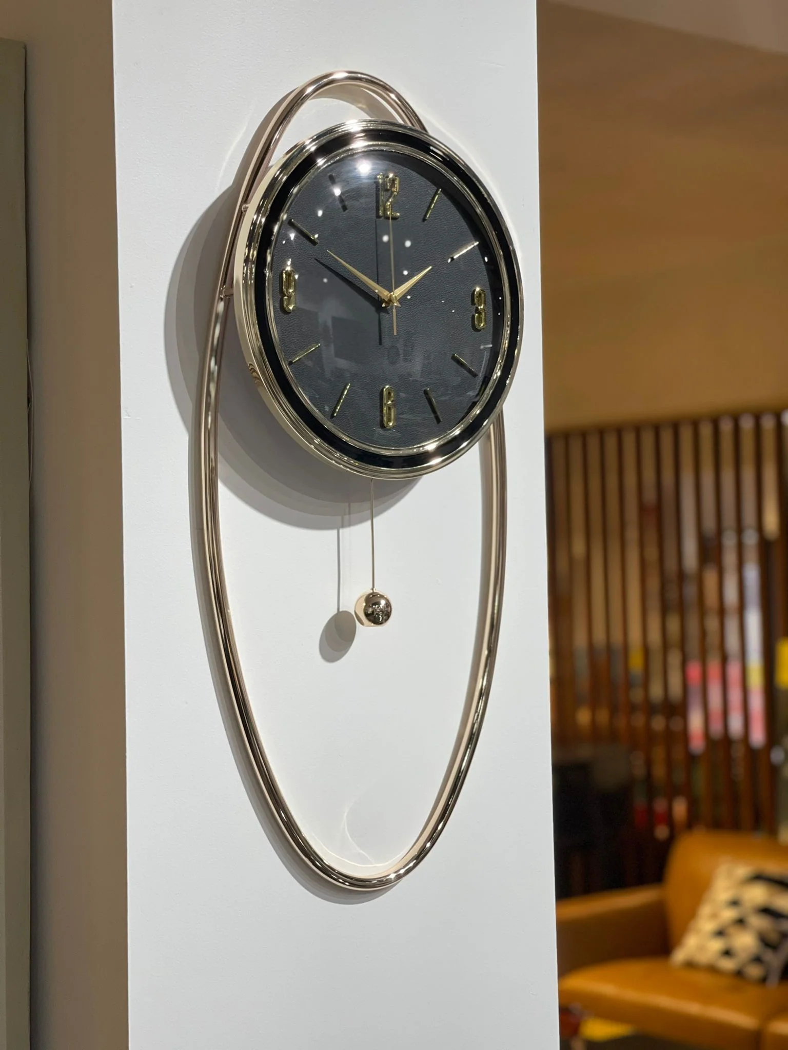 Orbit Pendulum Wall Clock (Black) - 75cm - Image 4
