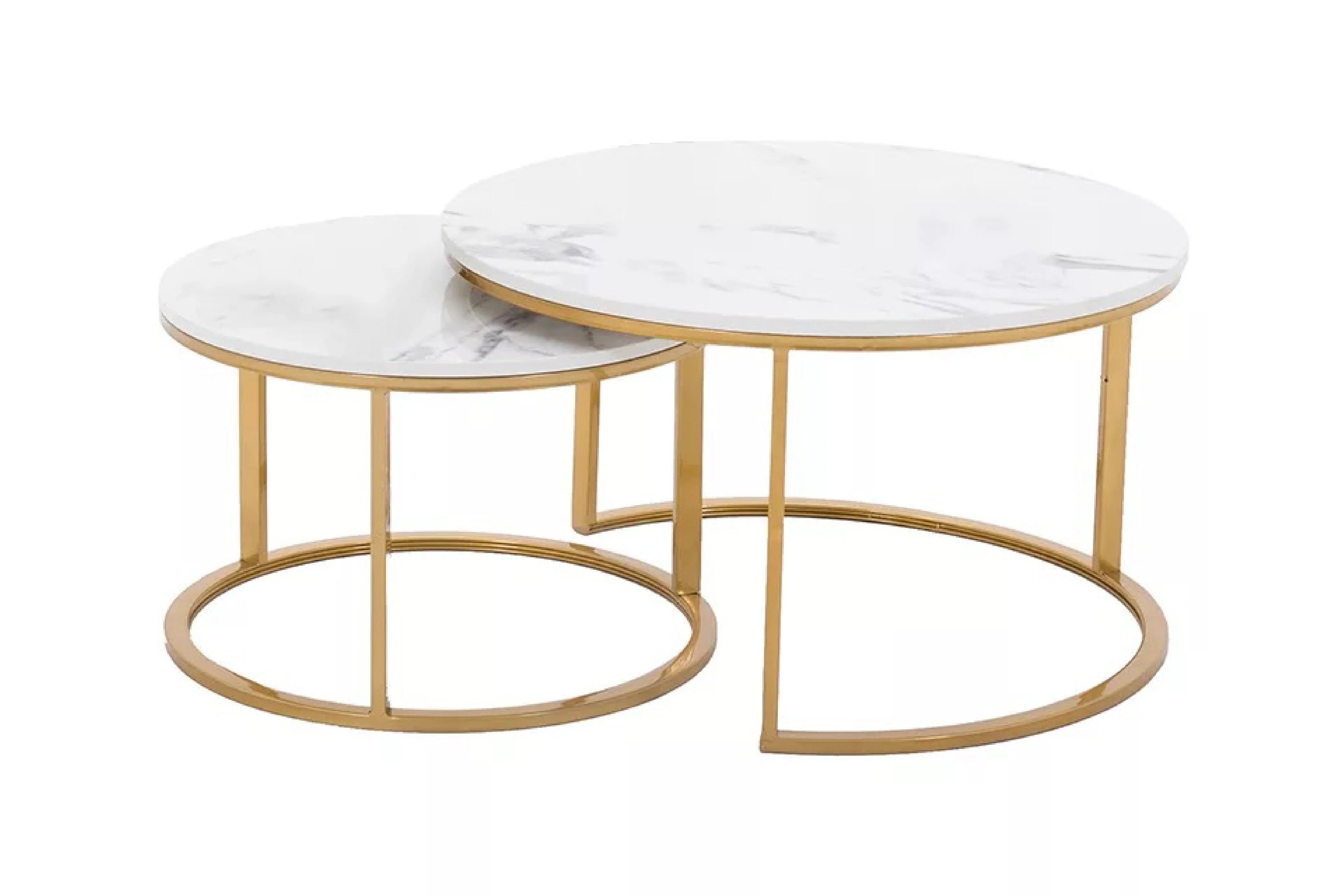 Proto Nesting Coffee Table with Marble Top and Stainless Steel Gold Base - Image 10