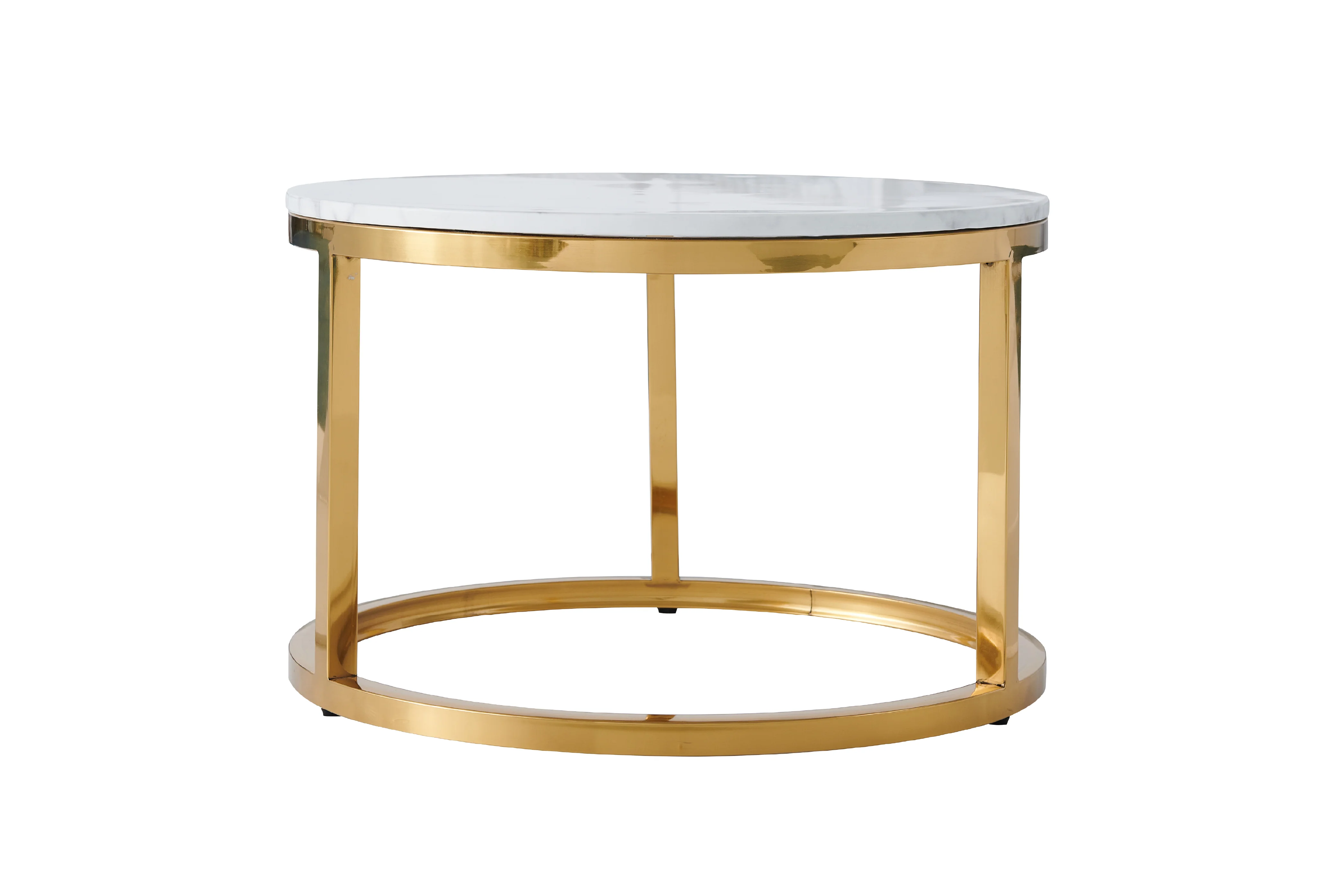 Proto Nesting Coffee Table with Marble Top and Stainless Steel Gold Base - Image 11