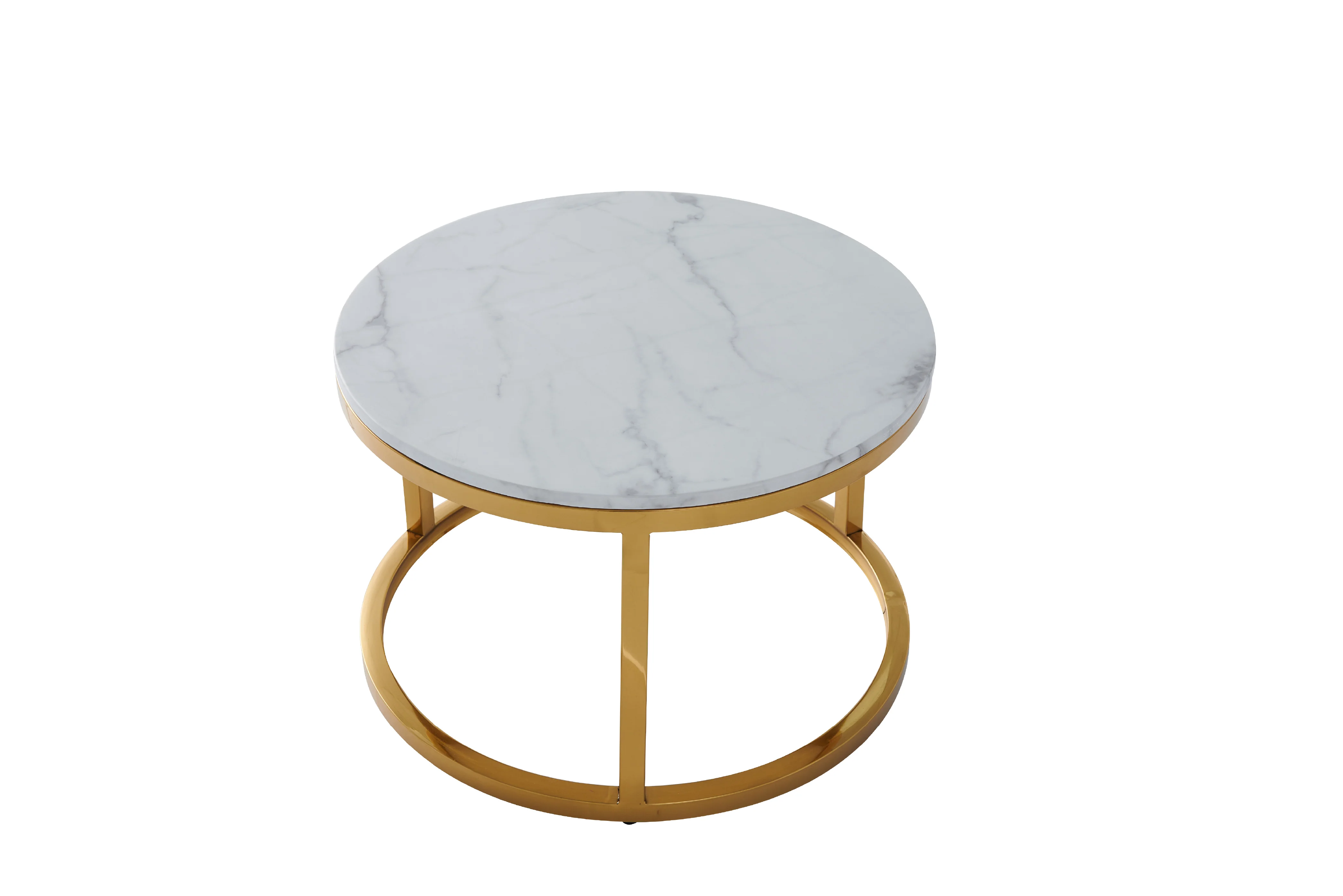 Proto Nesting Coffee Table with Marble Top and Stainless Steel Gold Base - Image 12