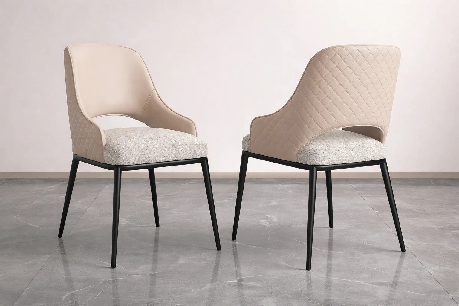 Prada Dining Chair – Quilted Back & Fabric Seat