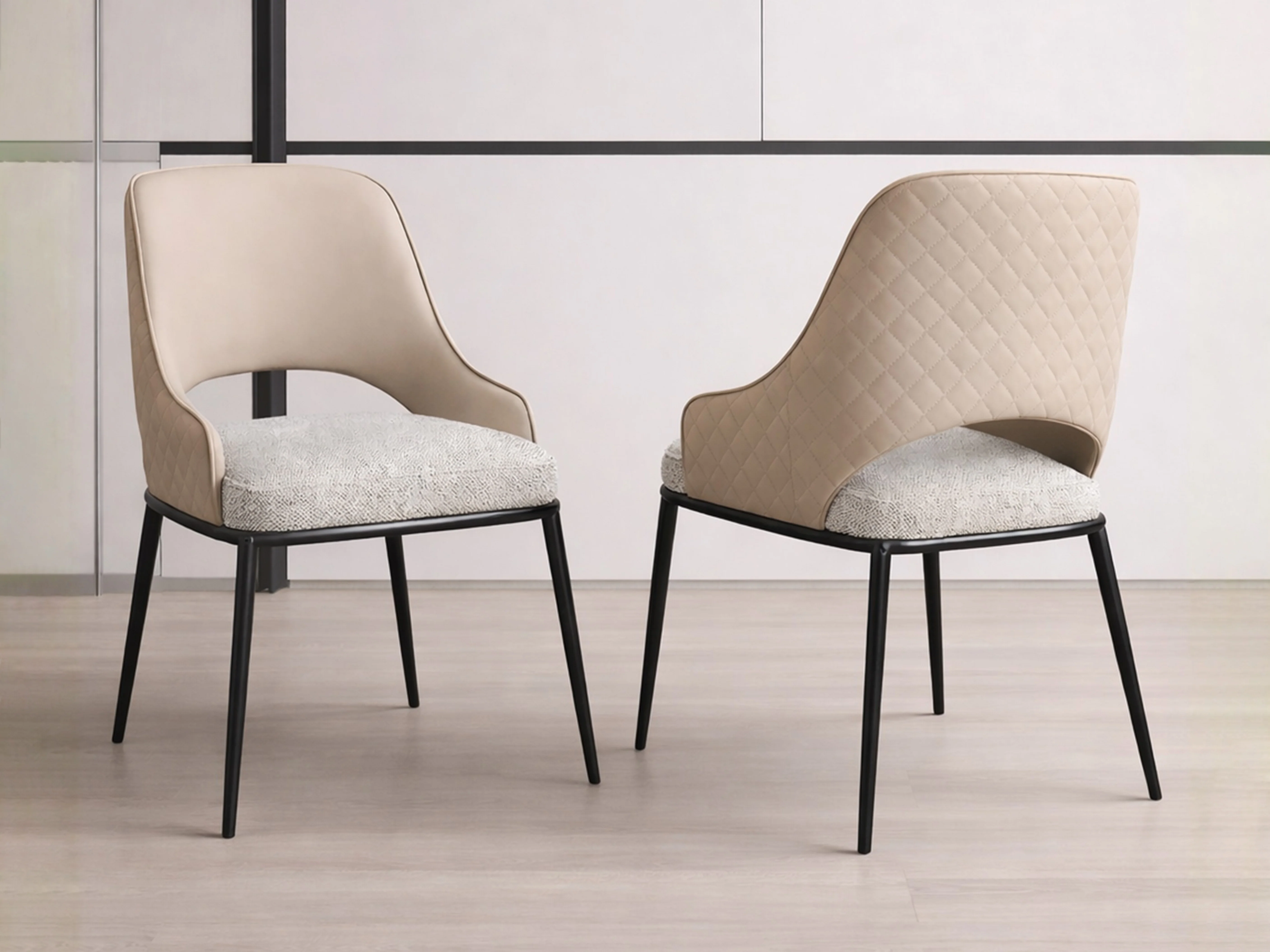 Prada Dining Chair – Quilted Back & Fabric Seat - Image 3