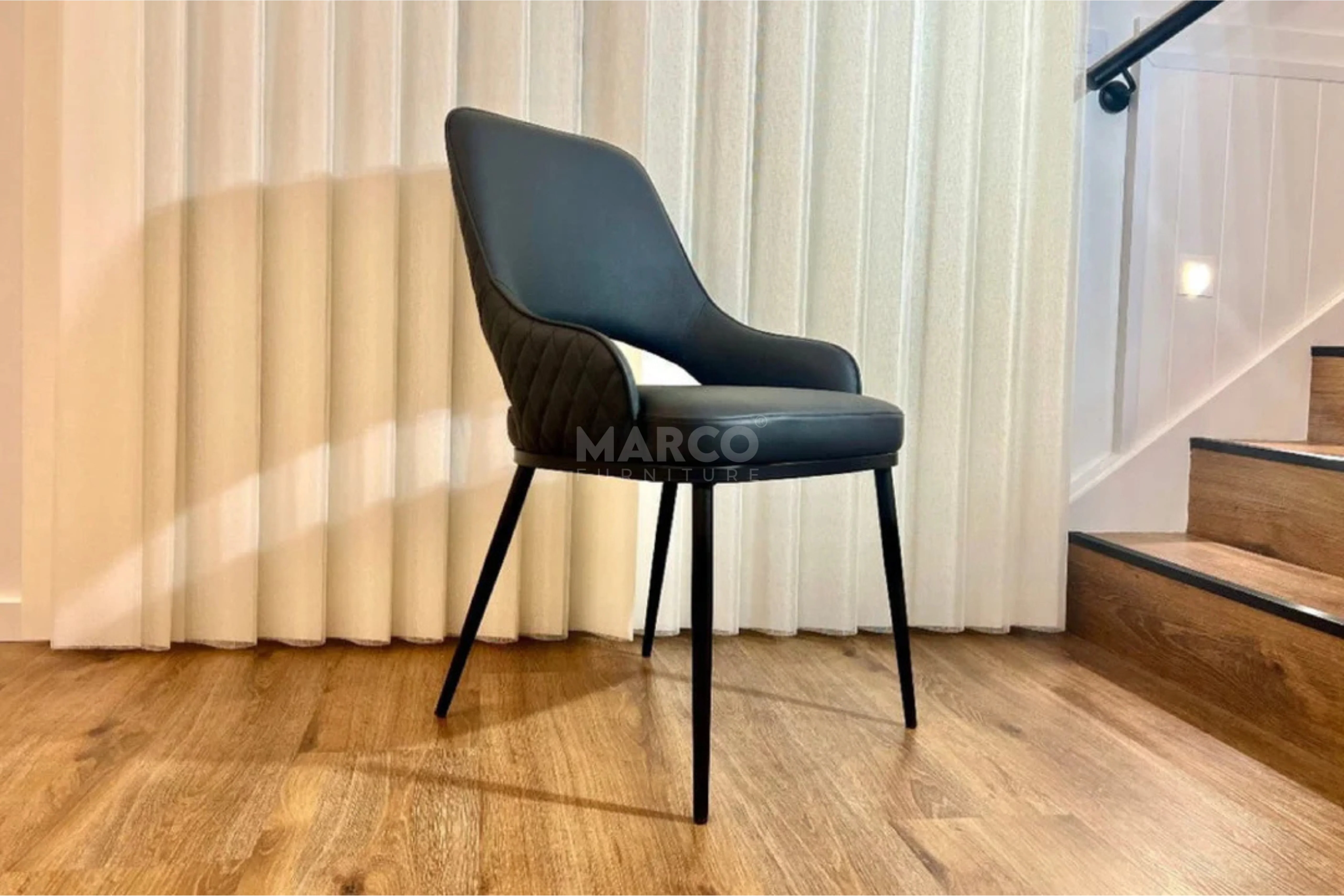 Prada Dining Chair – Quilted Back & Fabric Seat - Image 4
