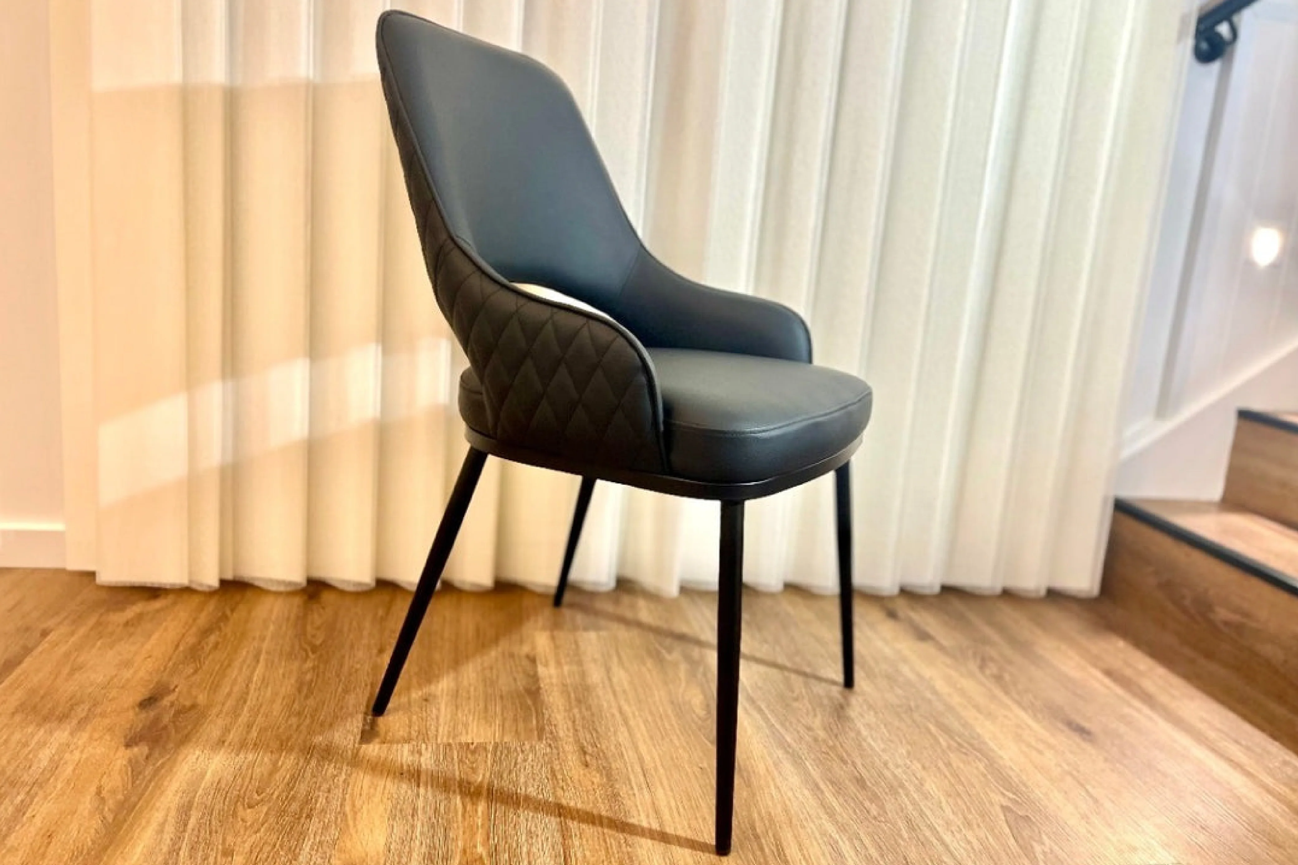 Prada Curved Back Dining Chair with Two-tone Leather Upholstery - Image 10