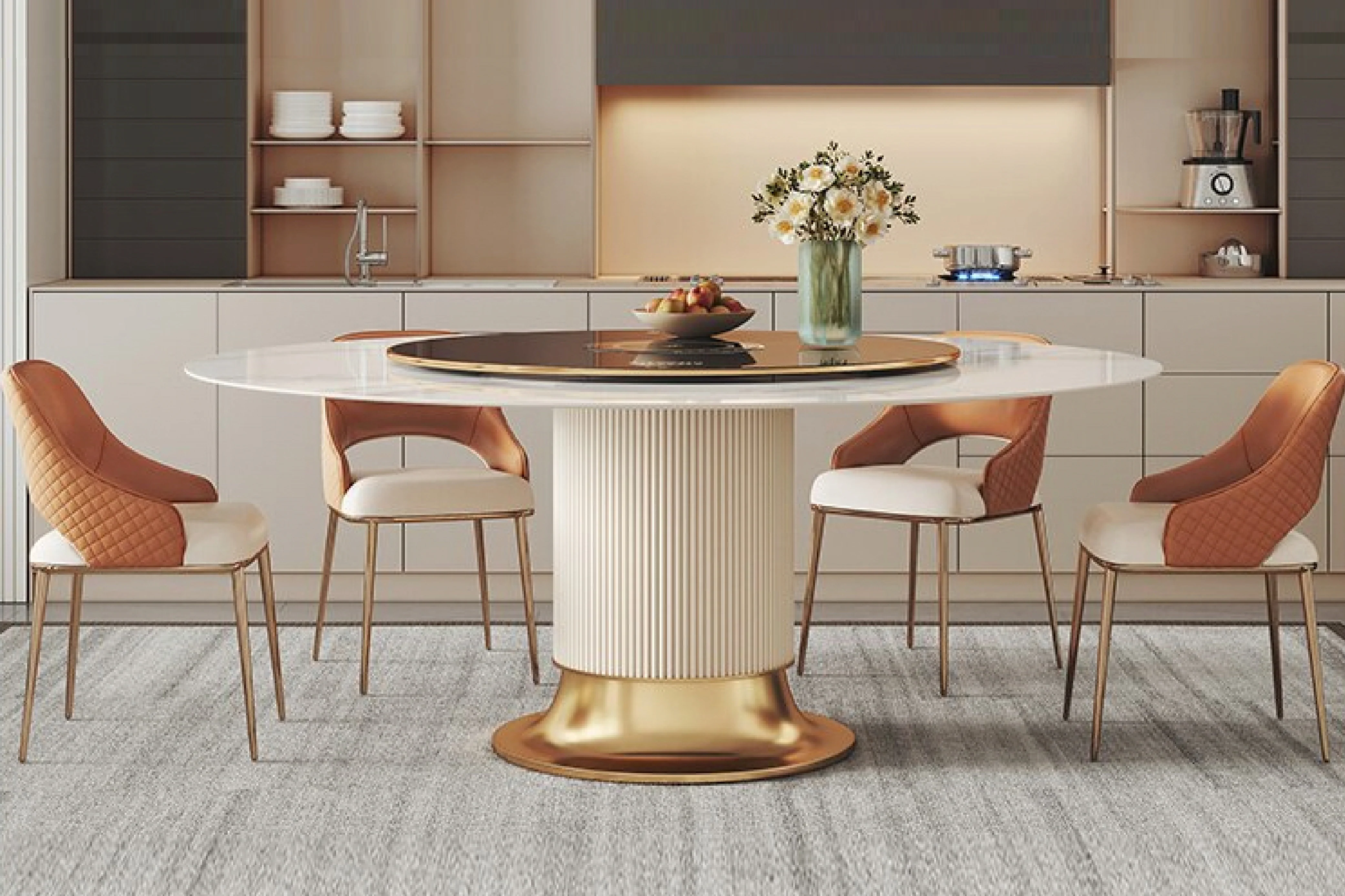 Prada Curved Back Dining Chair with Two-tone Leather Upholstery - Image 5