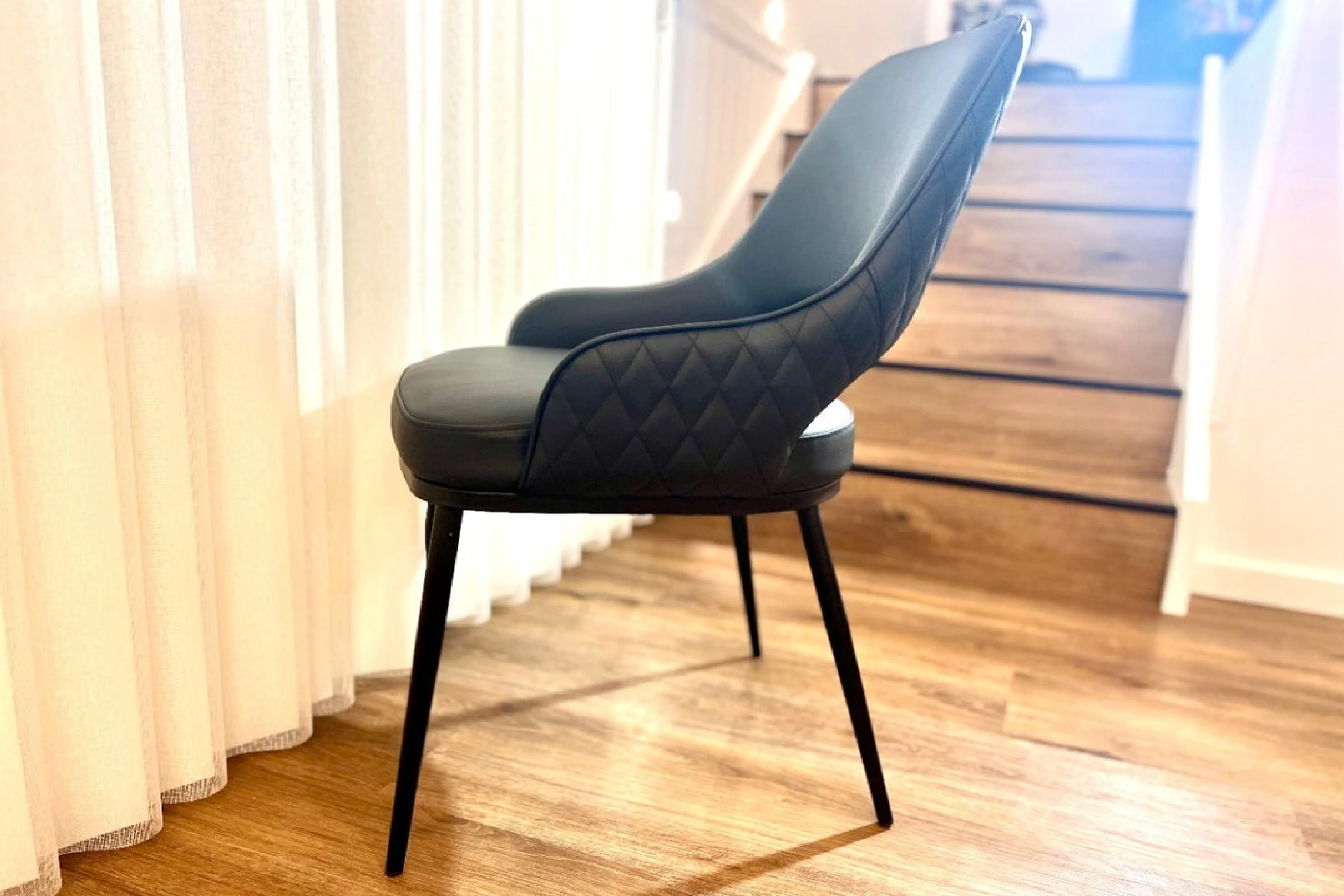 Prada Curved Back Dining Chair with Two-tone Leather Upholstery - Image 9