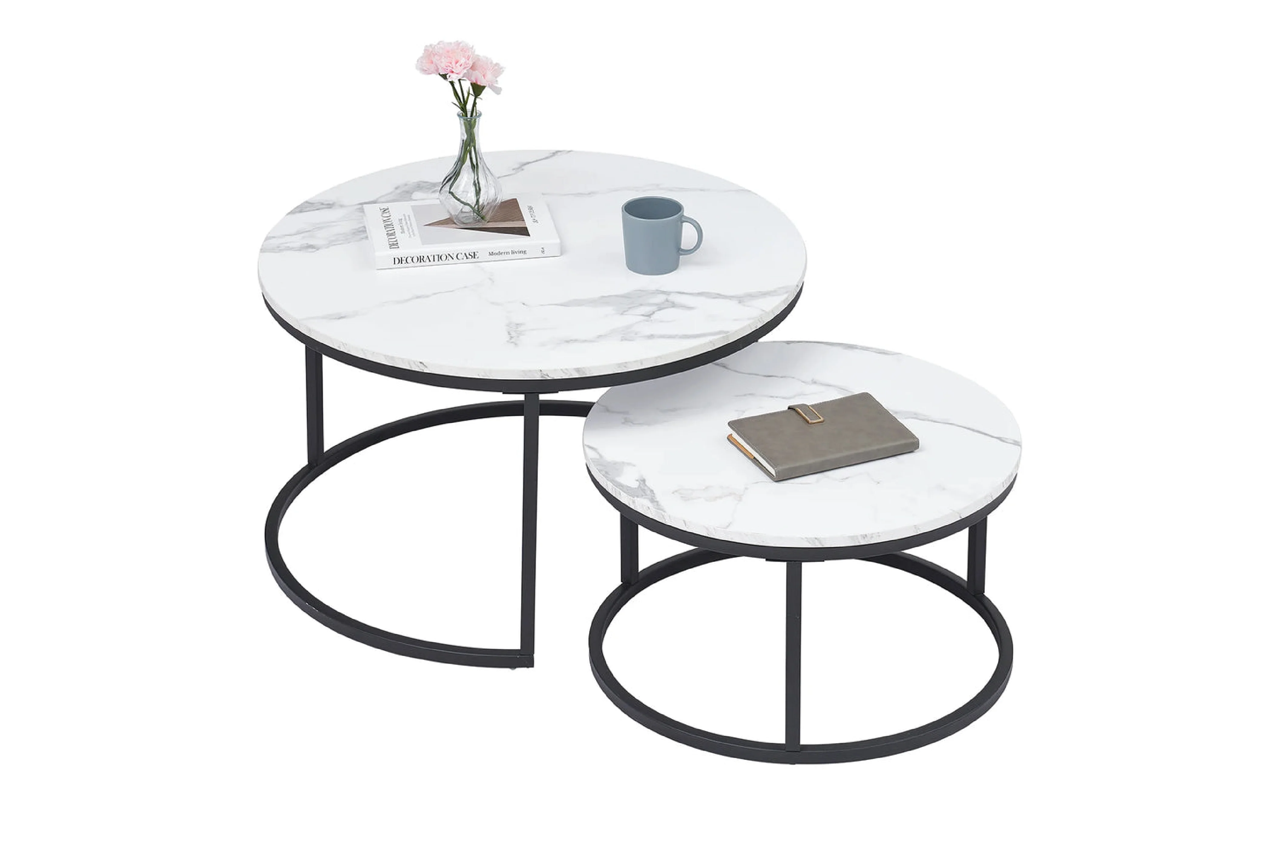 Proto Nesting Coffee Table with Sintered Stone Top and Black Metal Base - Image 5