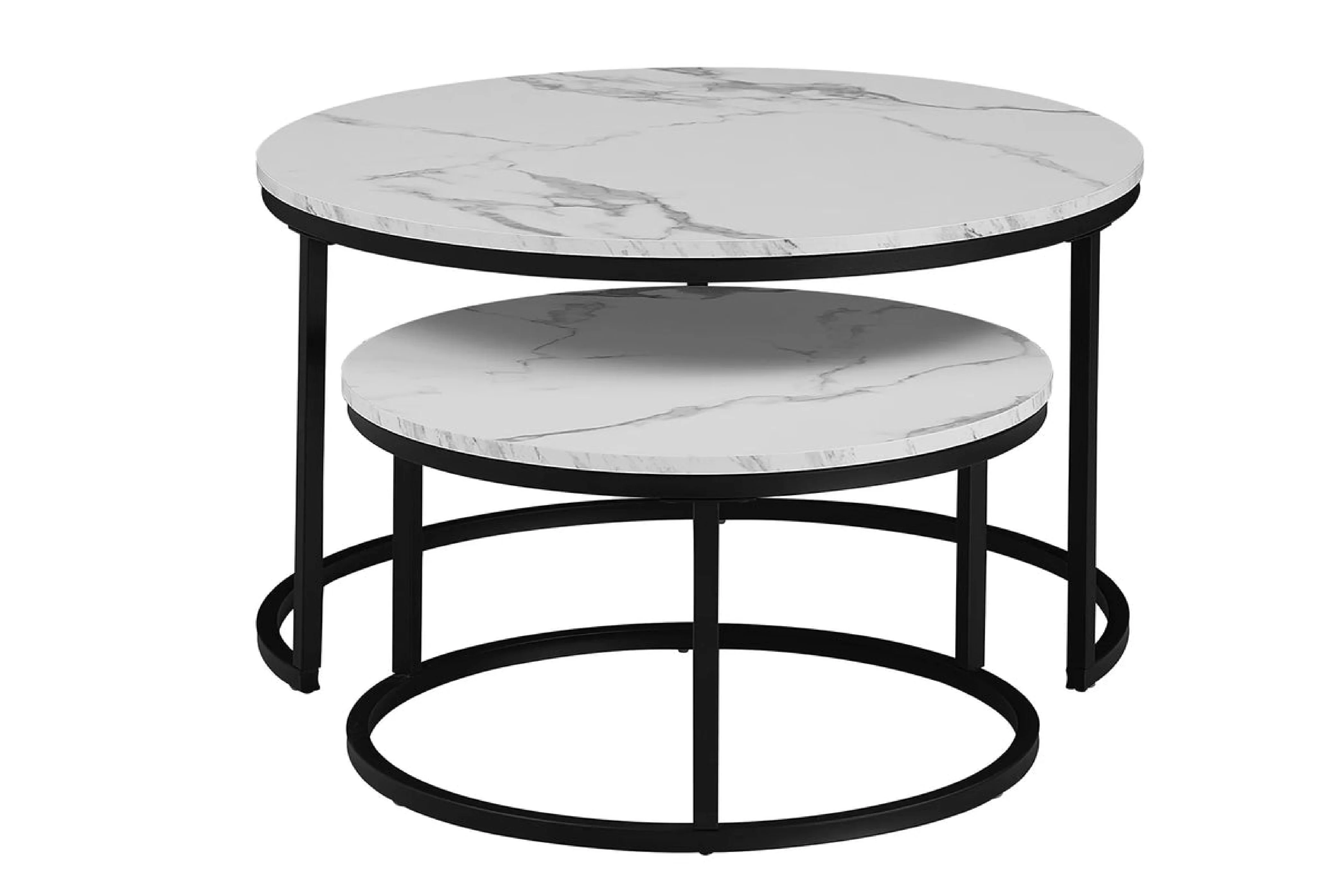 Proto Nesting Coffee Table with Sintered Stone Top and Black Metal Base - Image 6