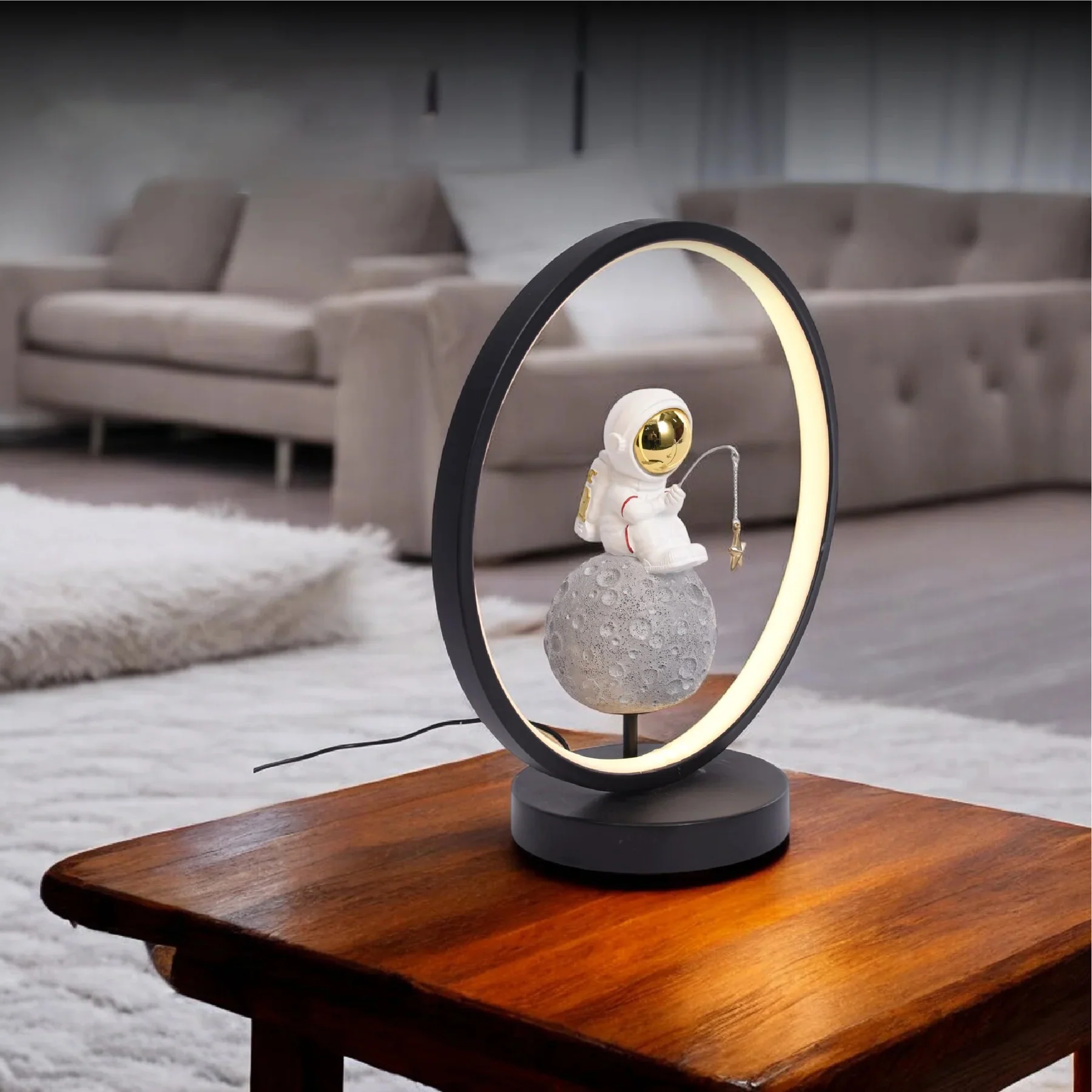 Resin Astronaut Table Lamp with USB Cable - Image 3