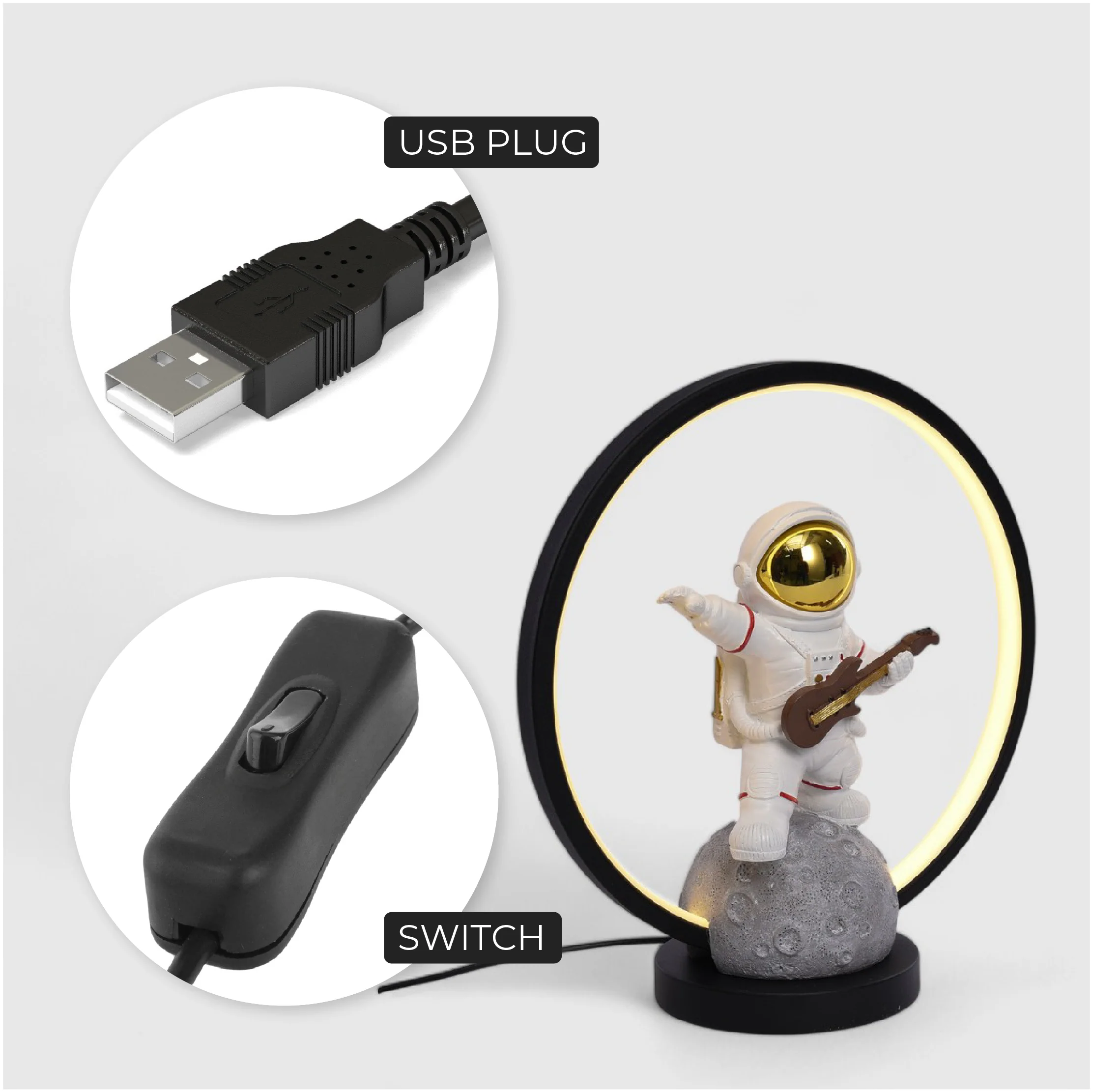 Astronaut LED Ring Lamp (White) - Image 8