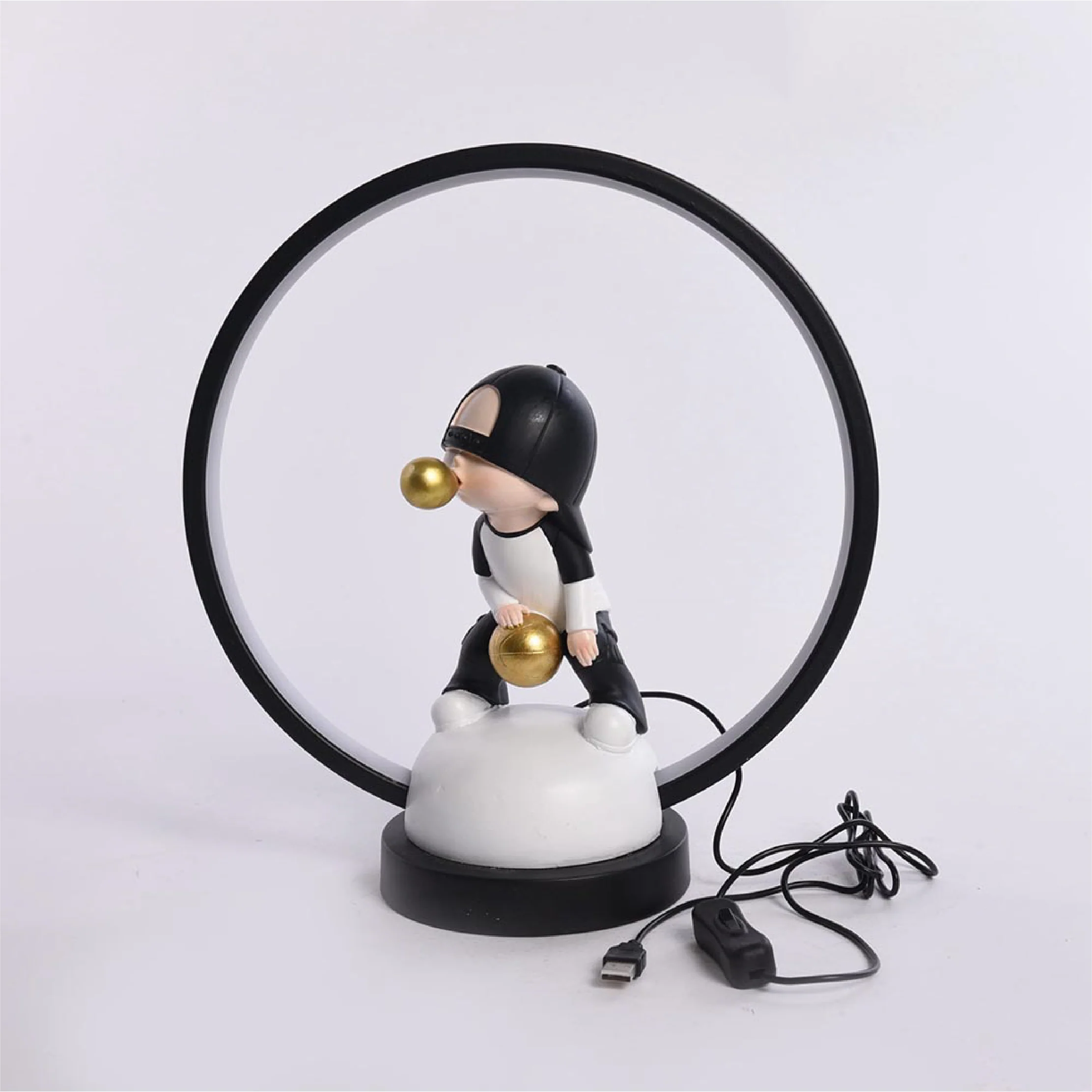 Resin Bubble Boy Table Lamp with USB Cable - Image 4