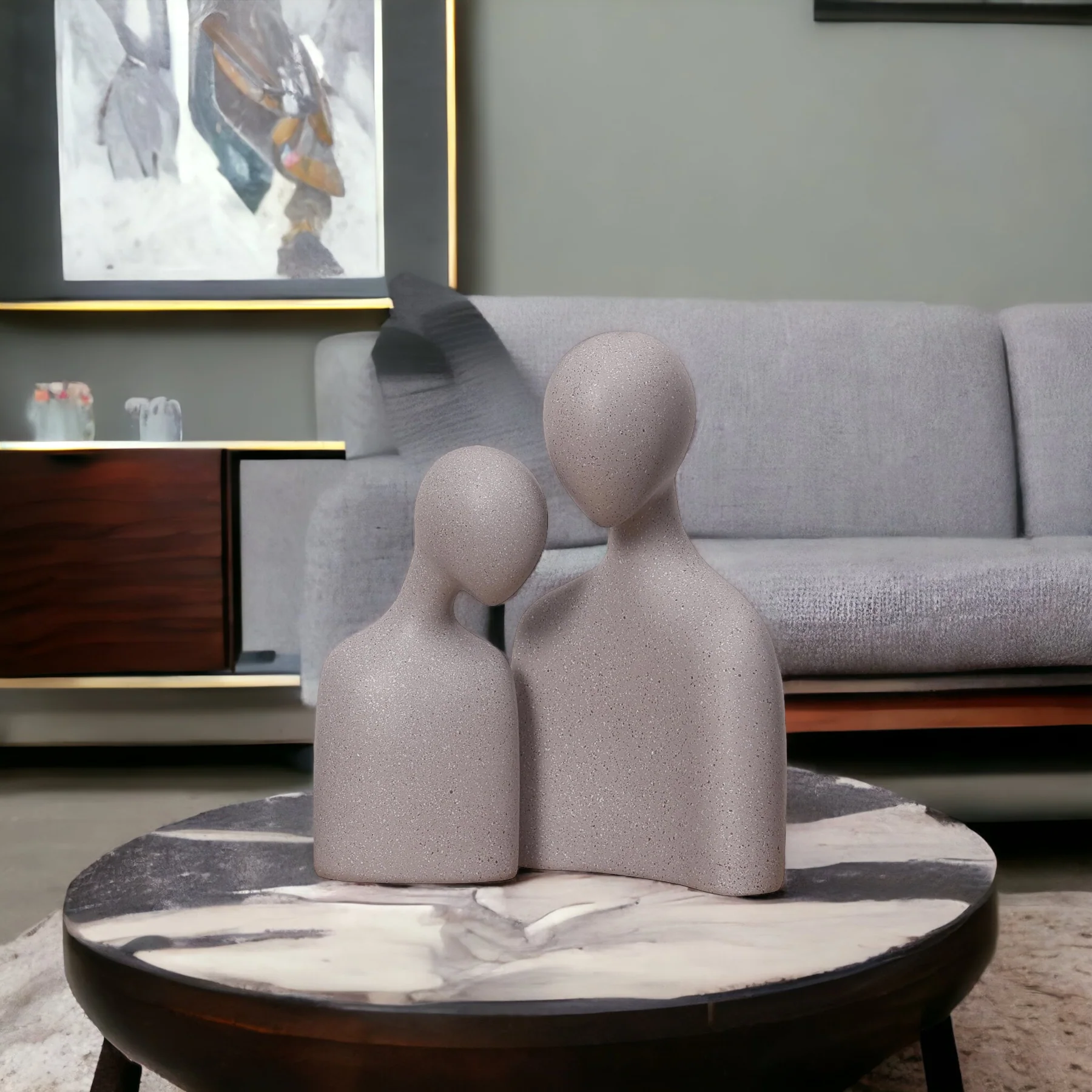 Love Couple Resin Sculpture (Grey) - Image 9