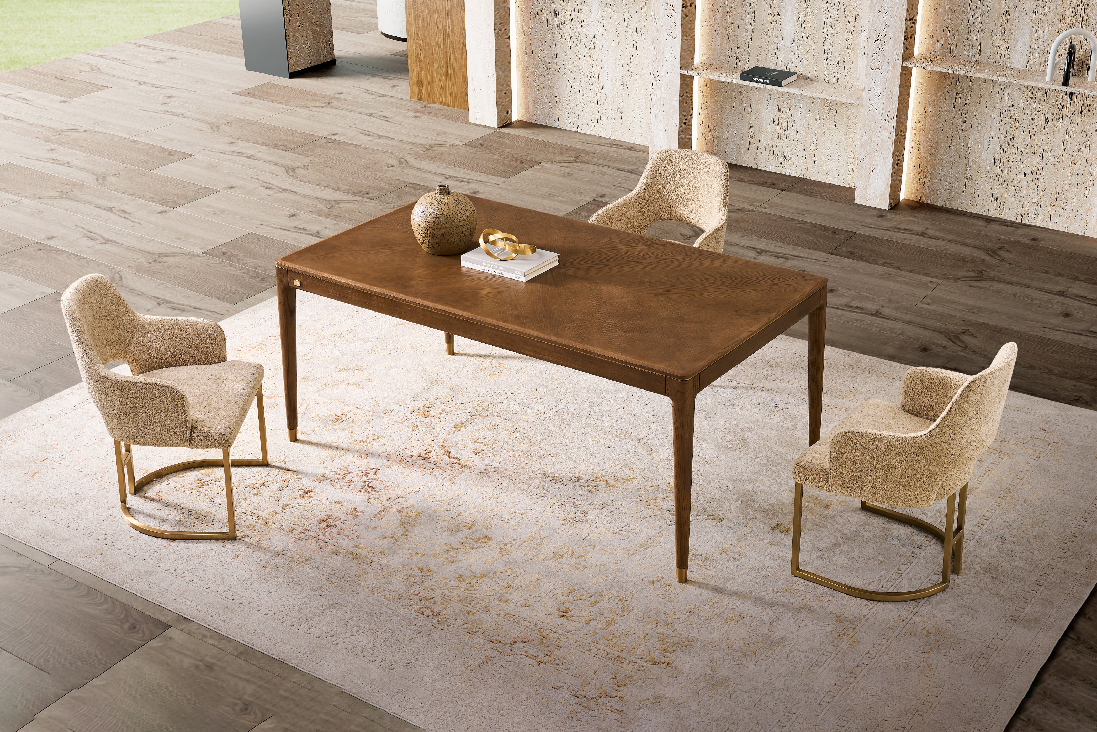 Roma 6 Seater Rectangle Dining Table - Natural Ash Veneer Legs