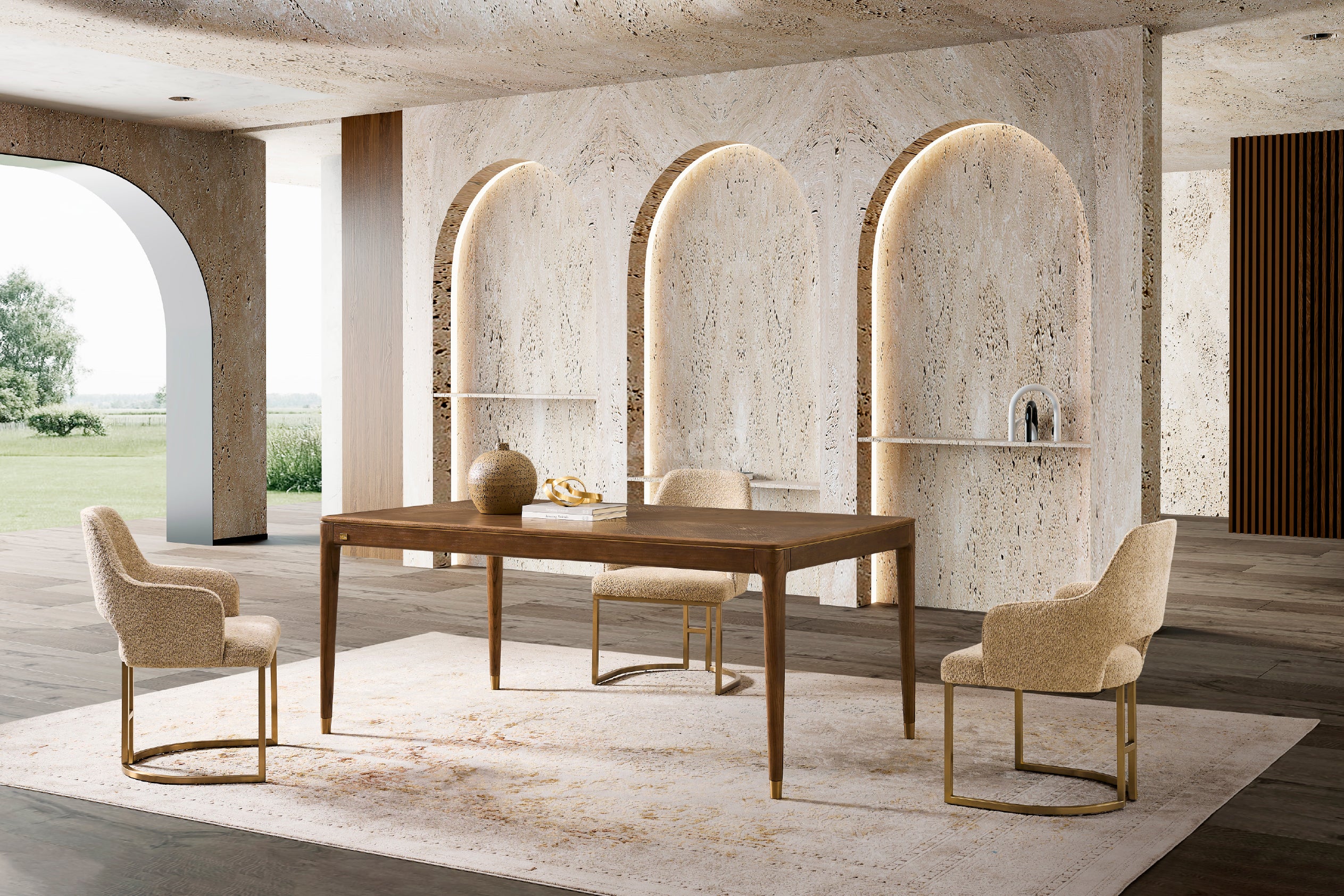 Roma 6 Seater Rectangle Dining Table - Natural Ash Veneer Legs - Image 2