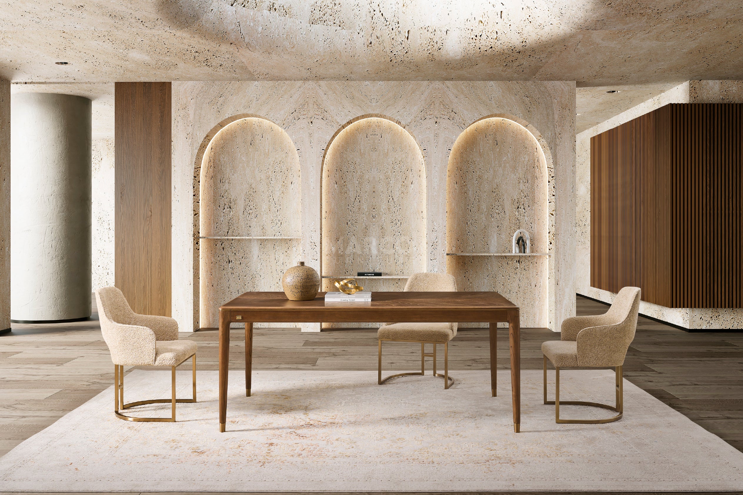 Roma 6 Seater Rectangle Dining Table - Natural Ash Veneer Legs - Image 3