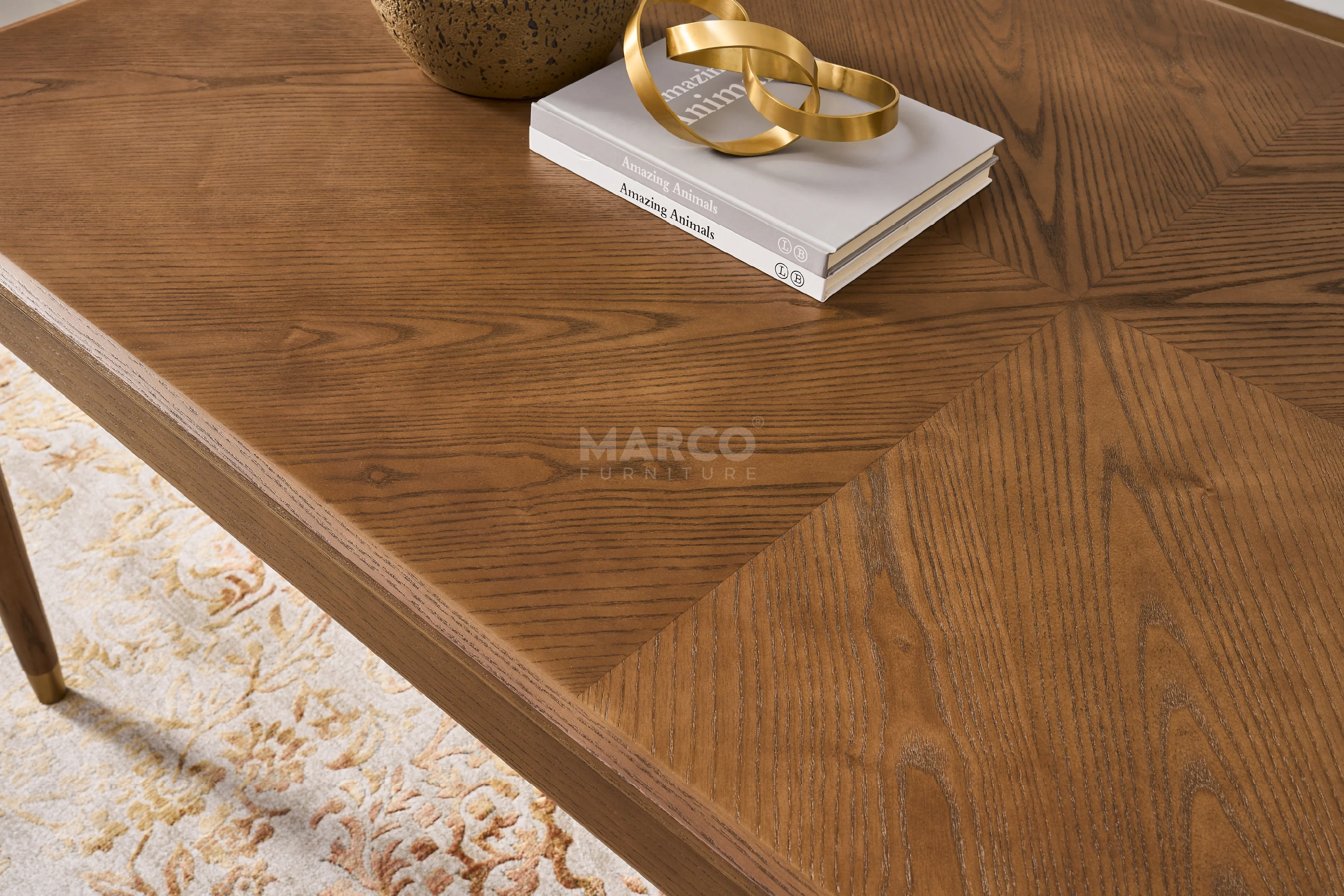 Roma 6 Seater Rectangle Dining Table - Natural Ash Veneer Legs - Image 4