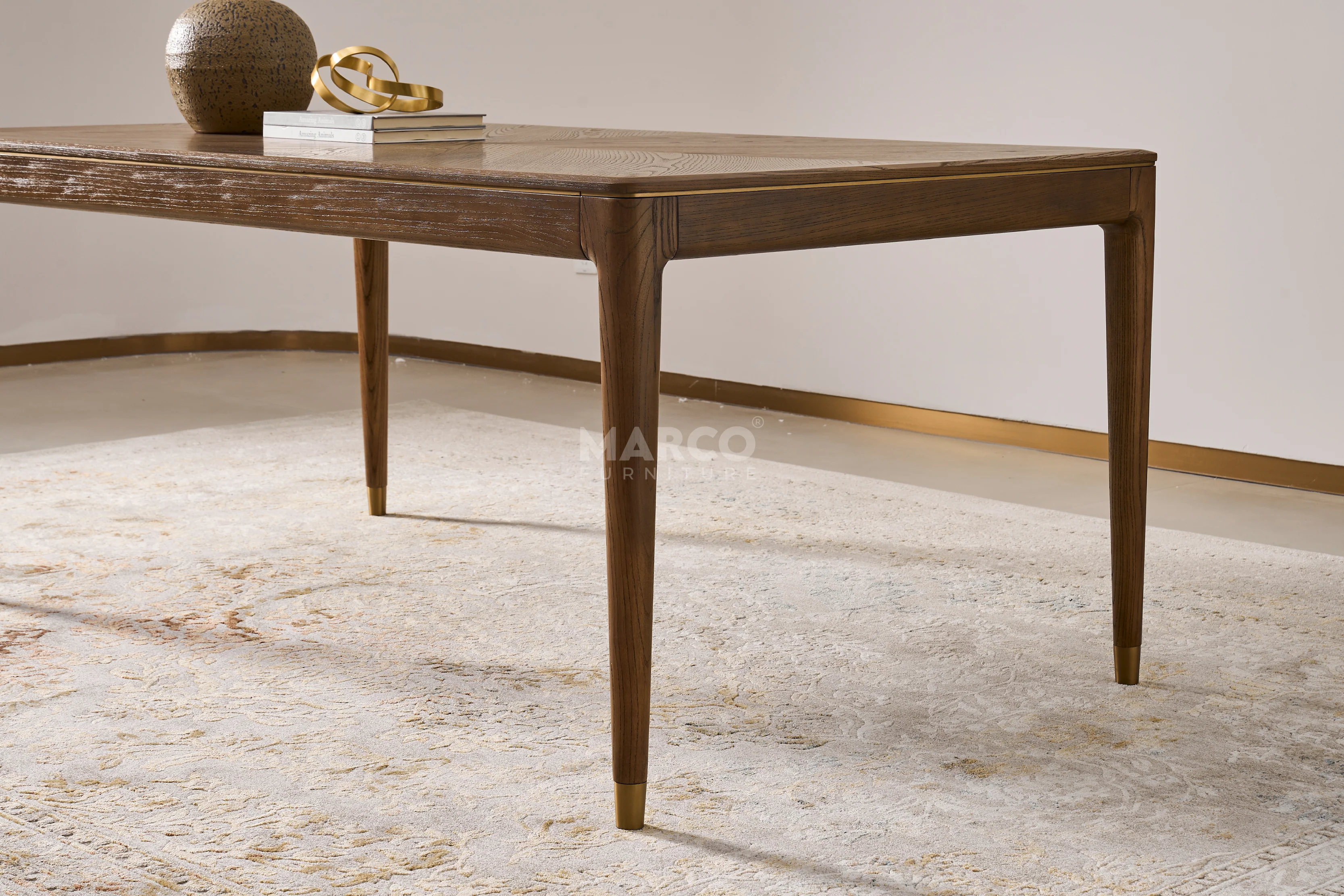 Roma 6 Seater Rectangle Dining Table - Natural Ash Veneer Legs - Image 6