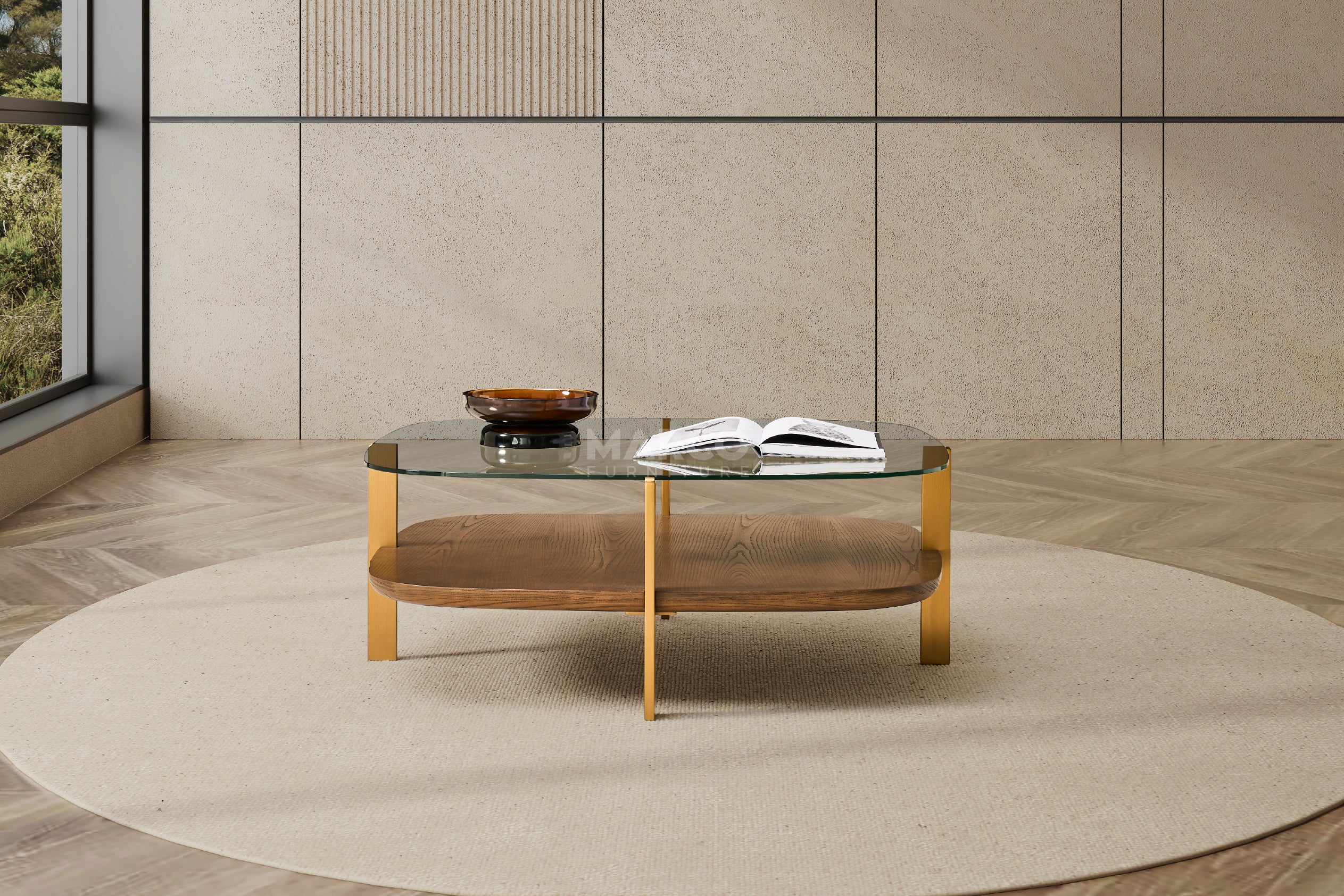 Roma Tempered Glass Designer Coffee Table - Stainless Steel Legs - Image 3