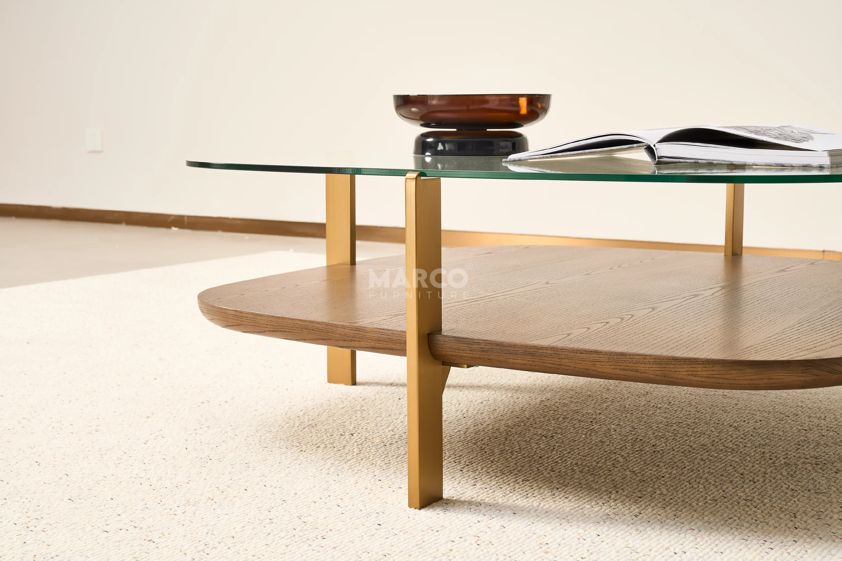 Roma Tempered Glass Designer Coffee Table - Stainless Steel Legs - Image 4