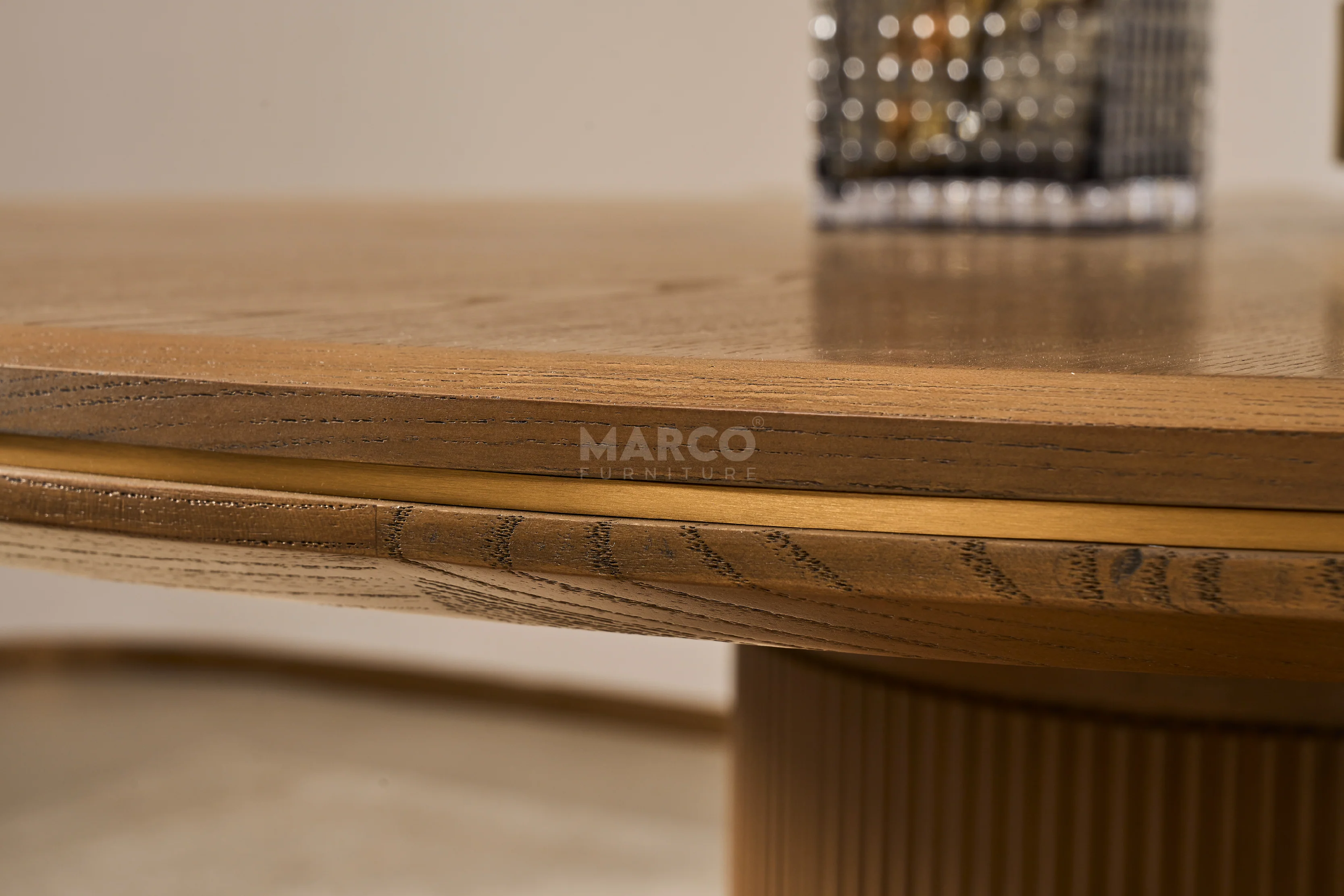Roma Ash Veneer Round Dining Table in Walnut Brown Colour - Image 5