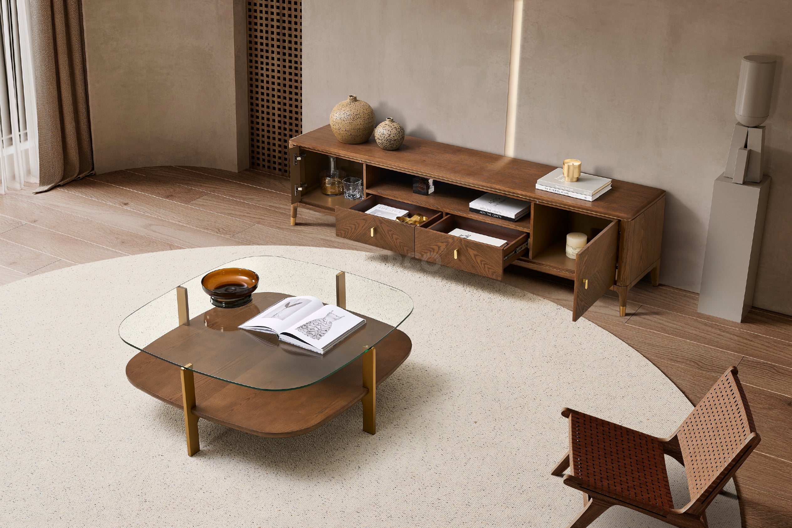 Roma Ash Veneer Entertainment Unit with Storage - Image 3