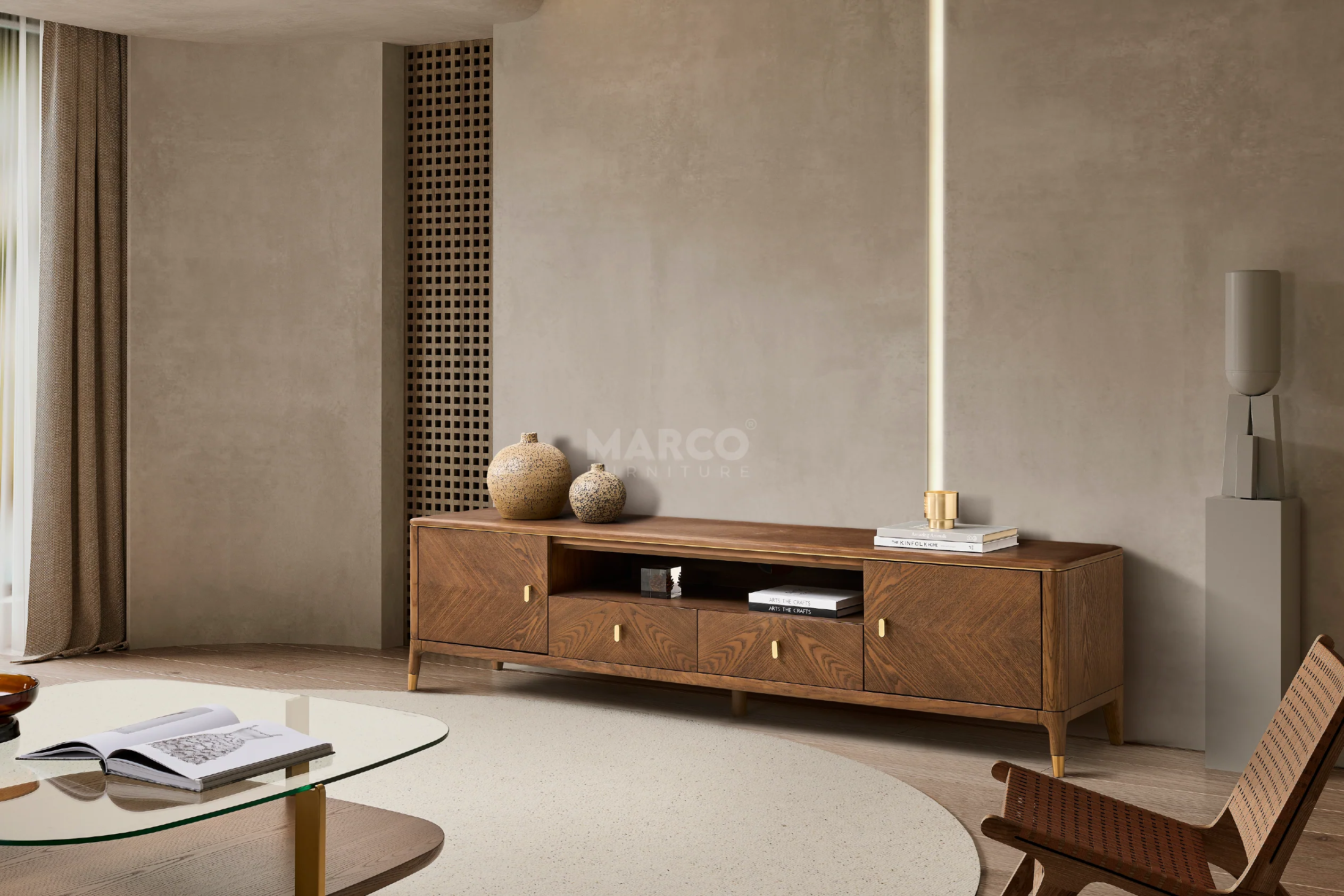 Roma Ash Veneer Entertainment Unit with Storage - Image 4