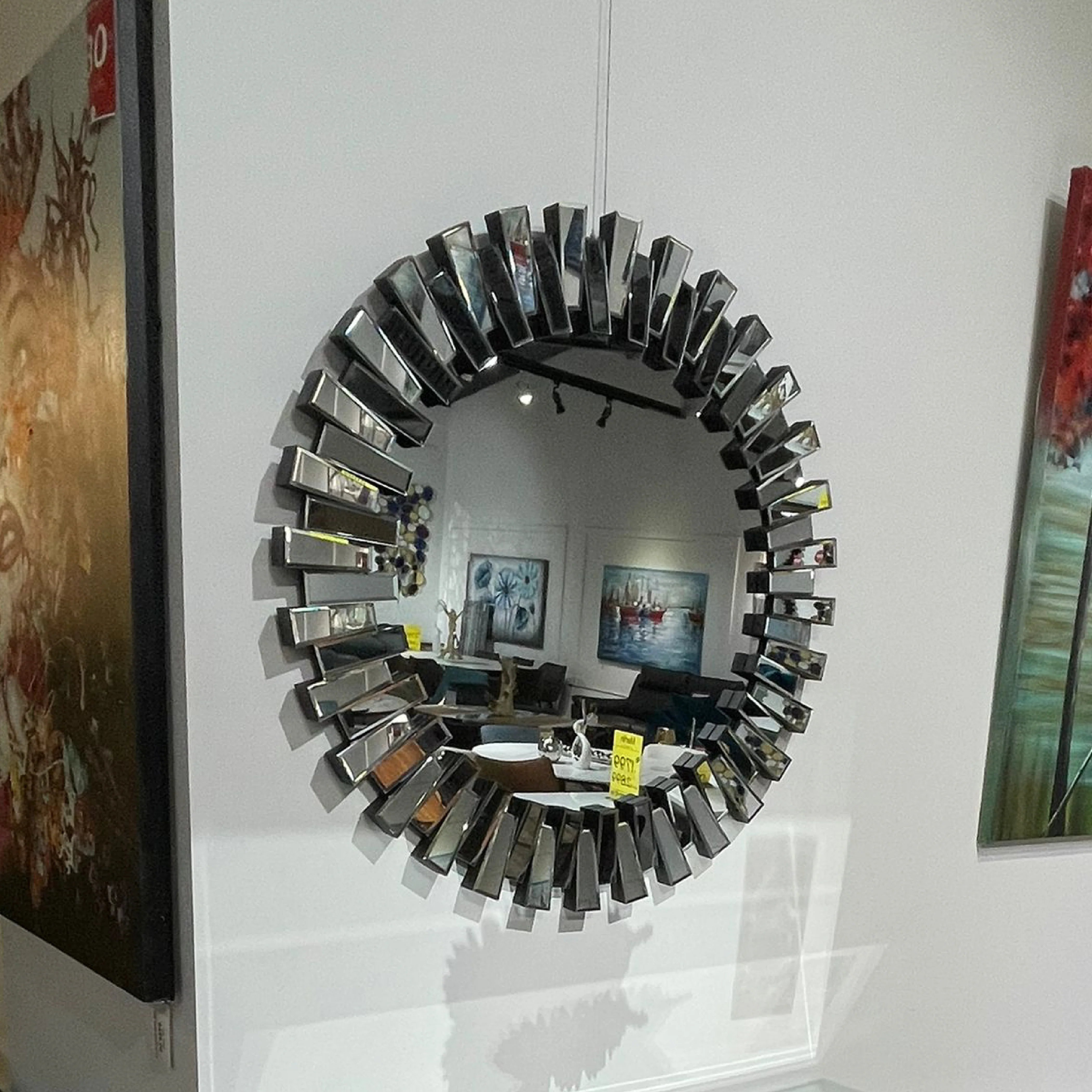 Romano Sunburst Style Round Wall Mirror in Silver (88cm) - Image 3
