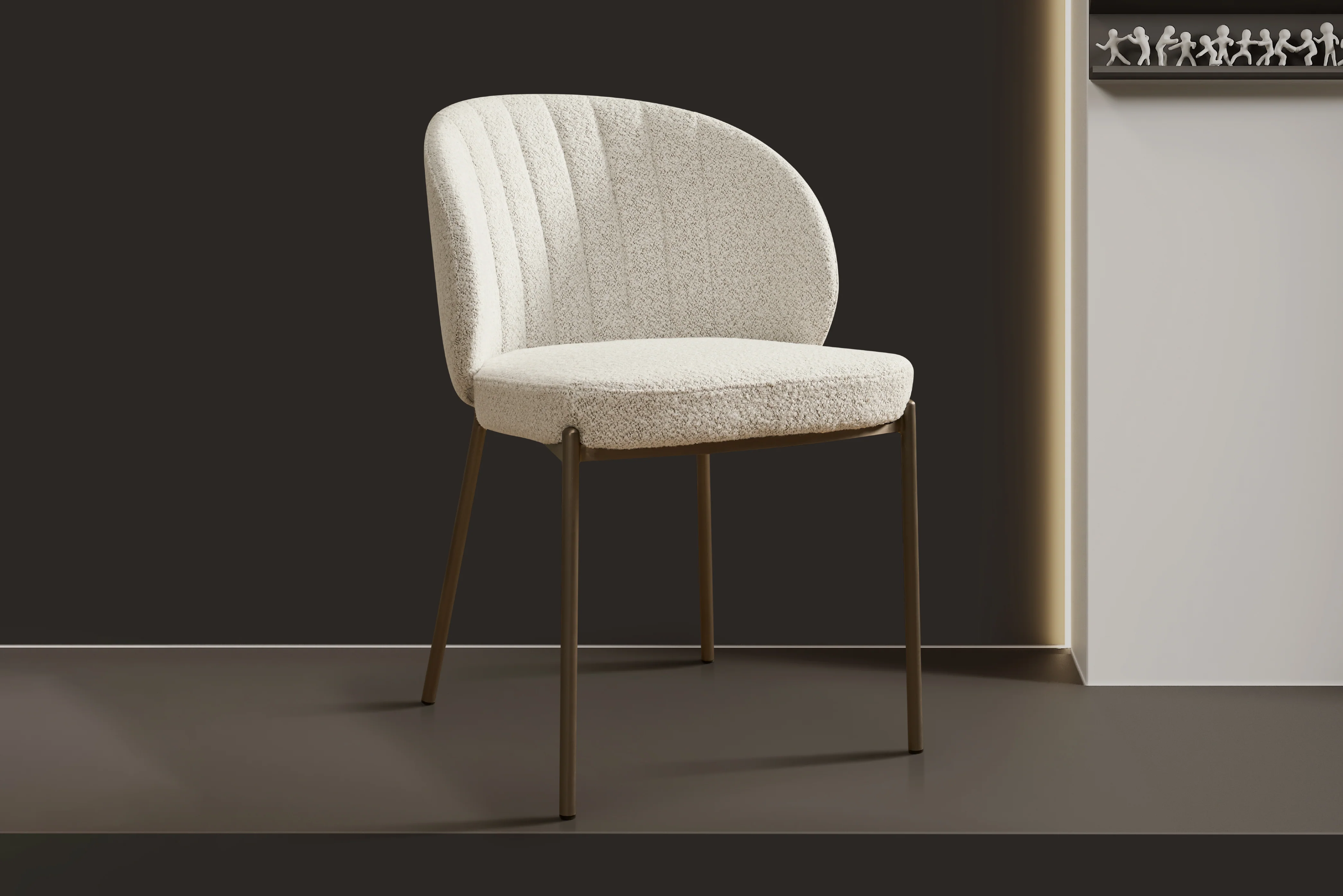 Selena Boucle Dining Chair – Curved Back with Stainless Steel Legs - Image 2